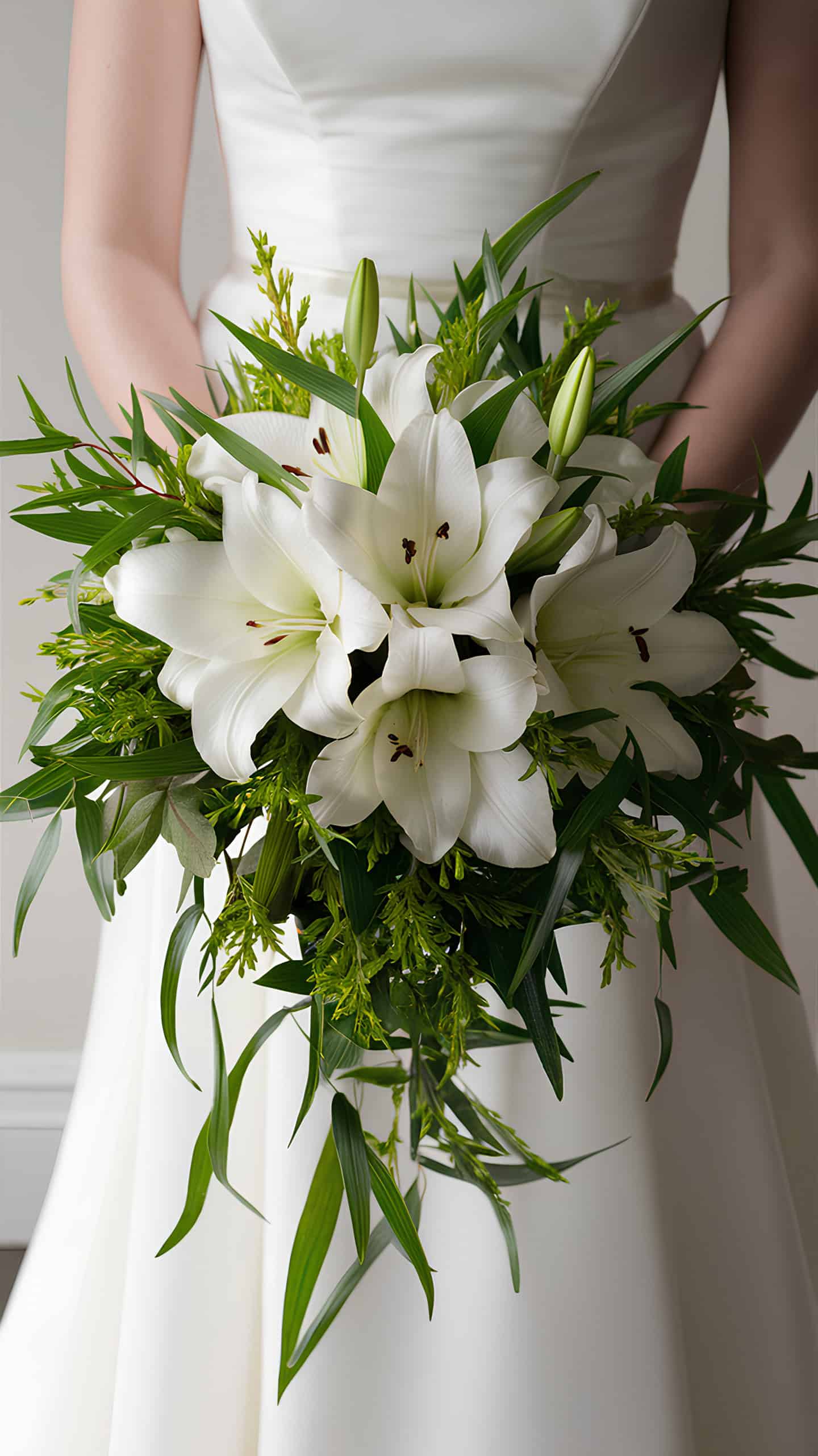 Ivory Lilies and Greenery Touch