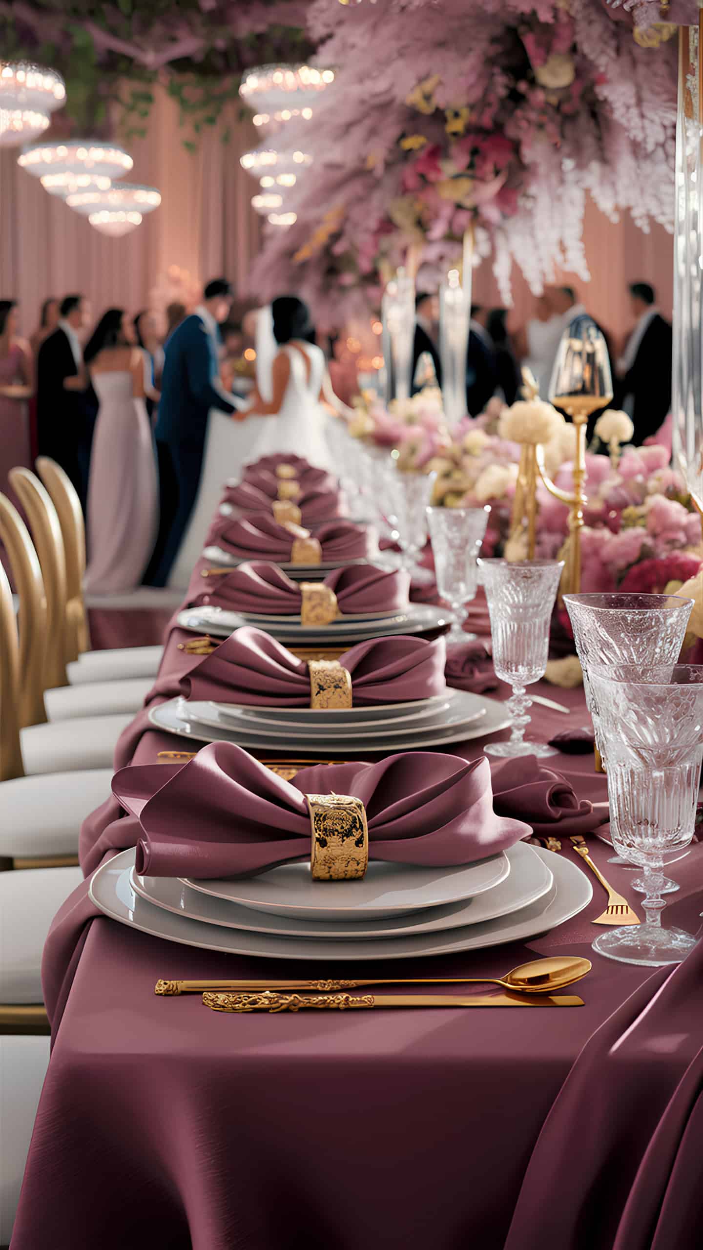 Mauve Napkins with Gold Rings