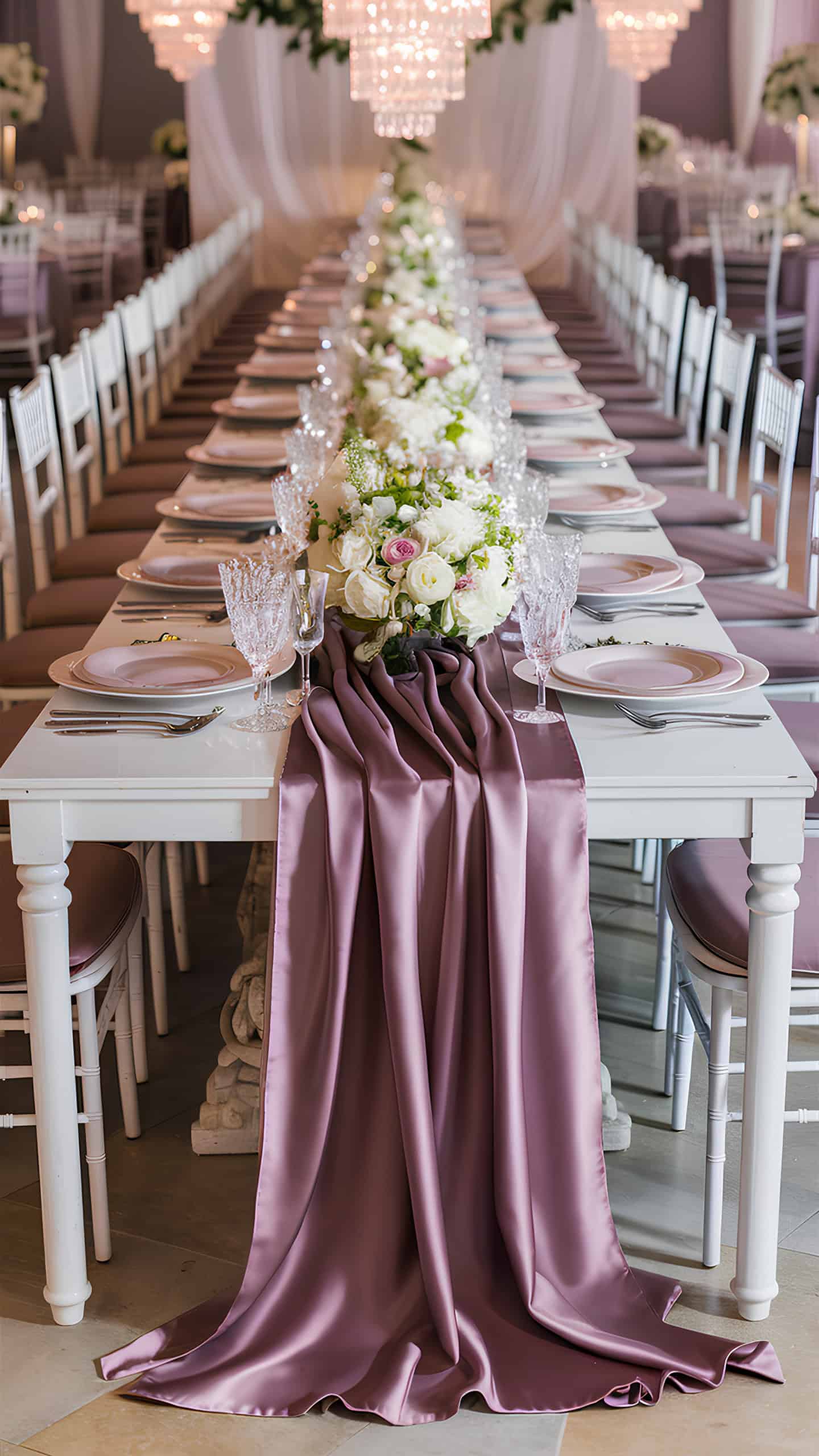 Mauve Silk Table Runner