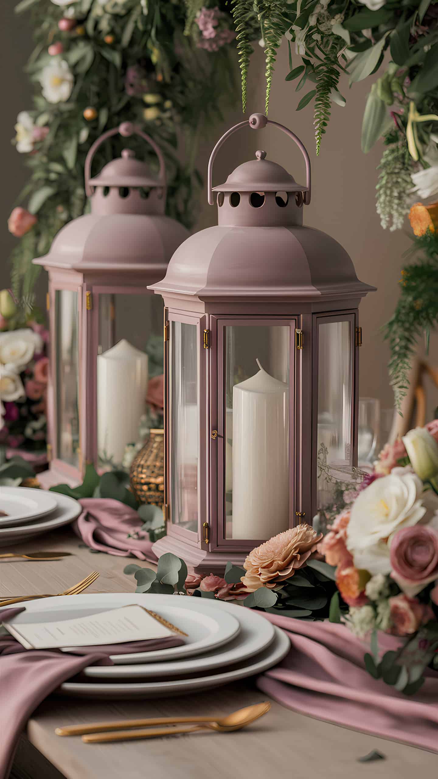 Mauve Table Lanterns