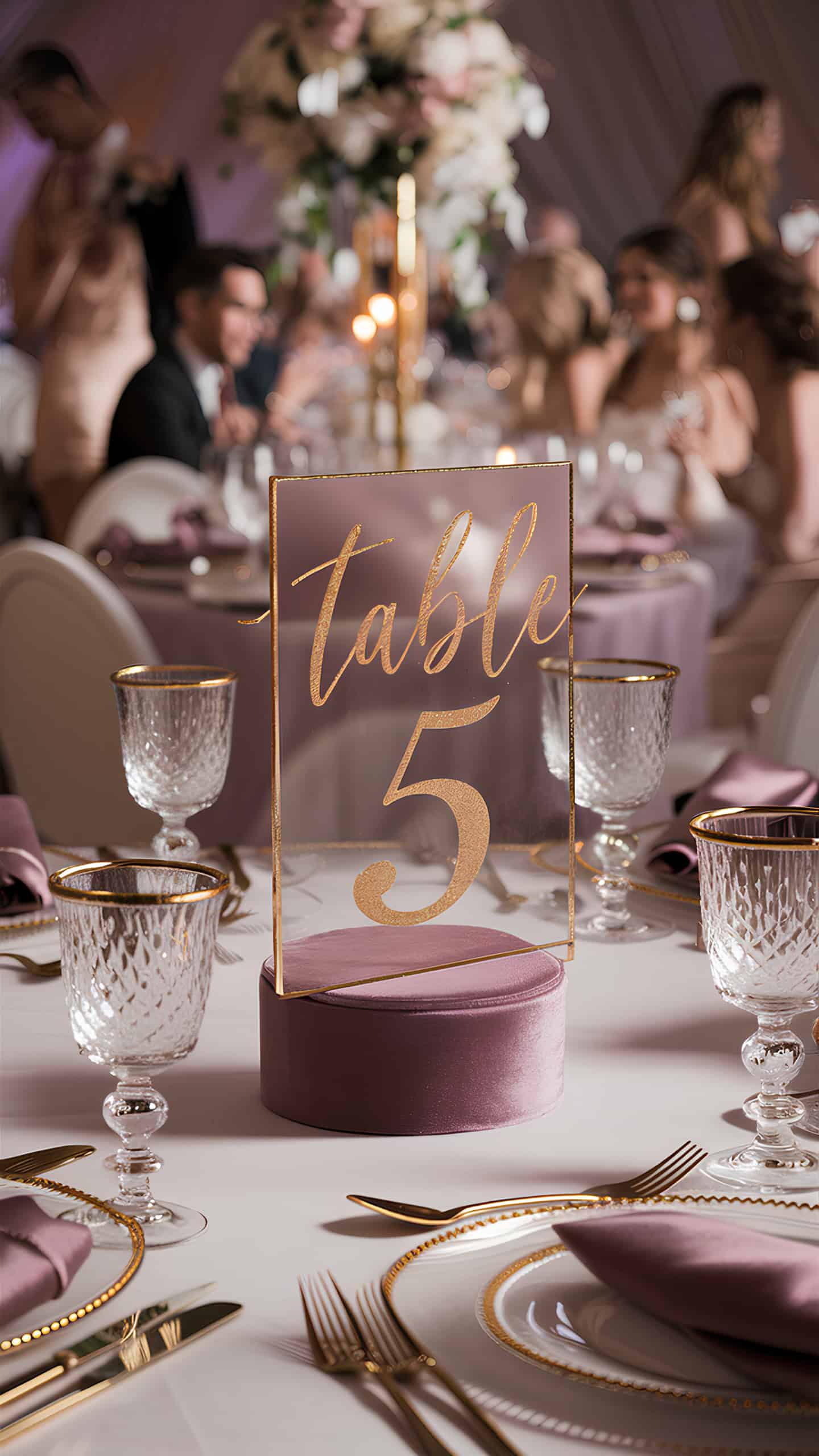 Mauve and Gold Table Numbers