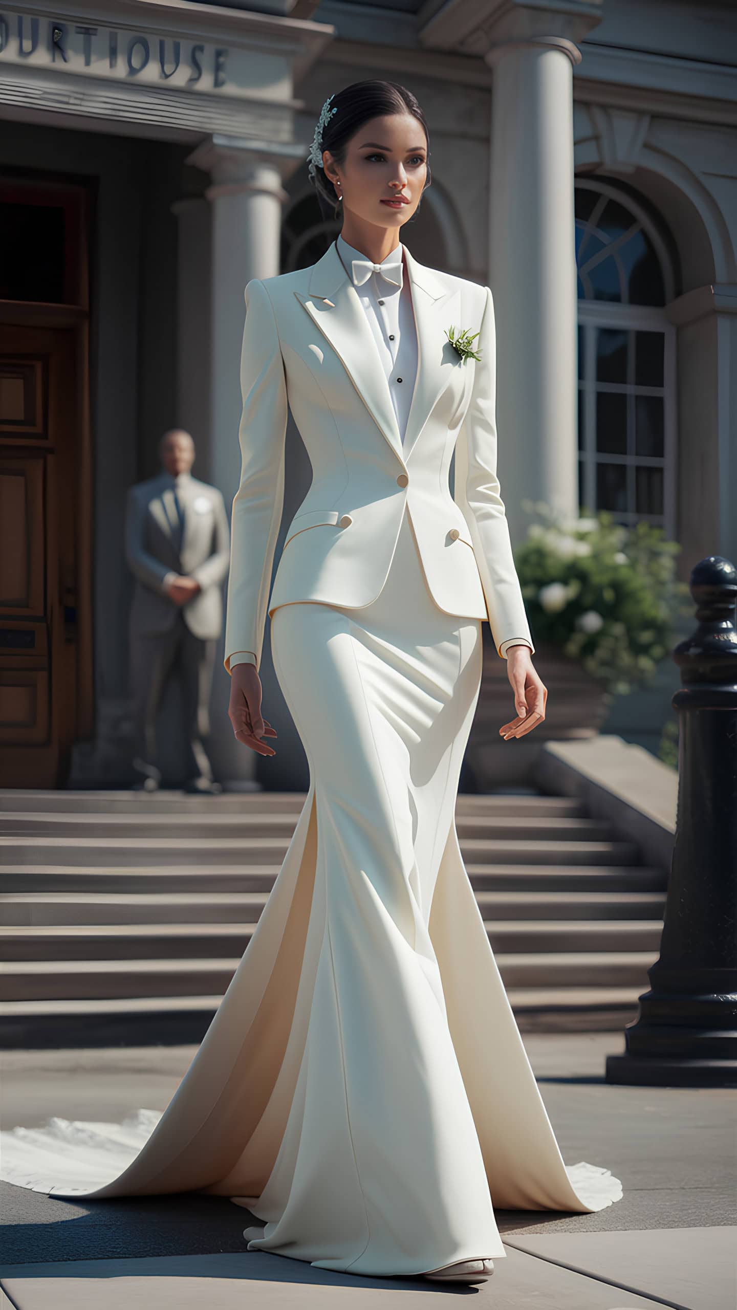 Bride in a Modern Tuxedo Dress