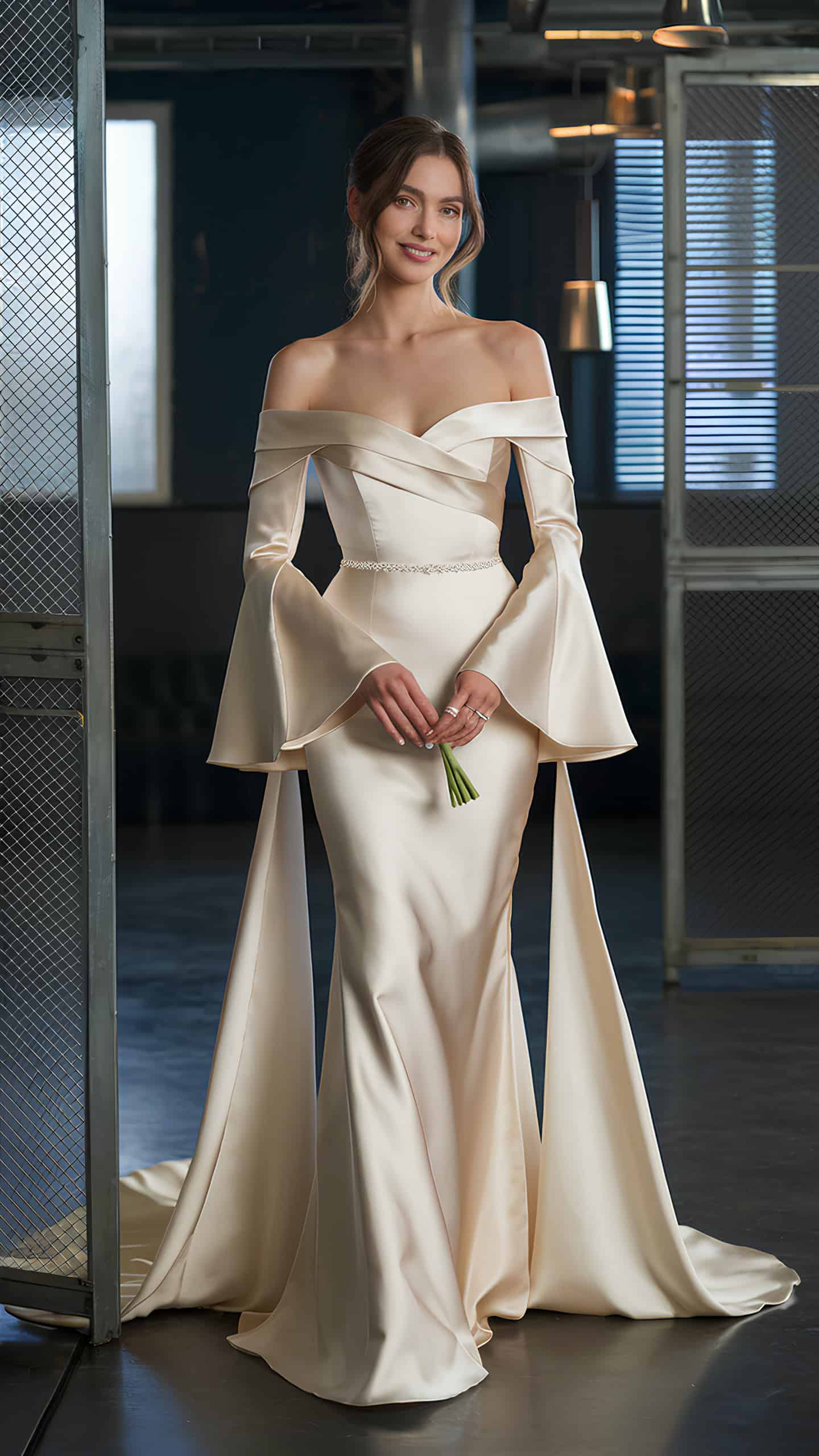 Off-Shoulder Satin Dress