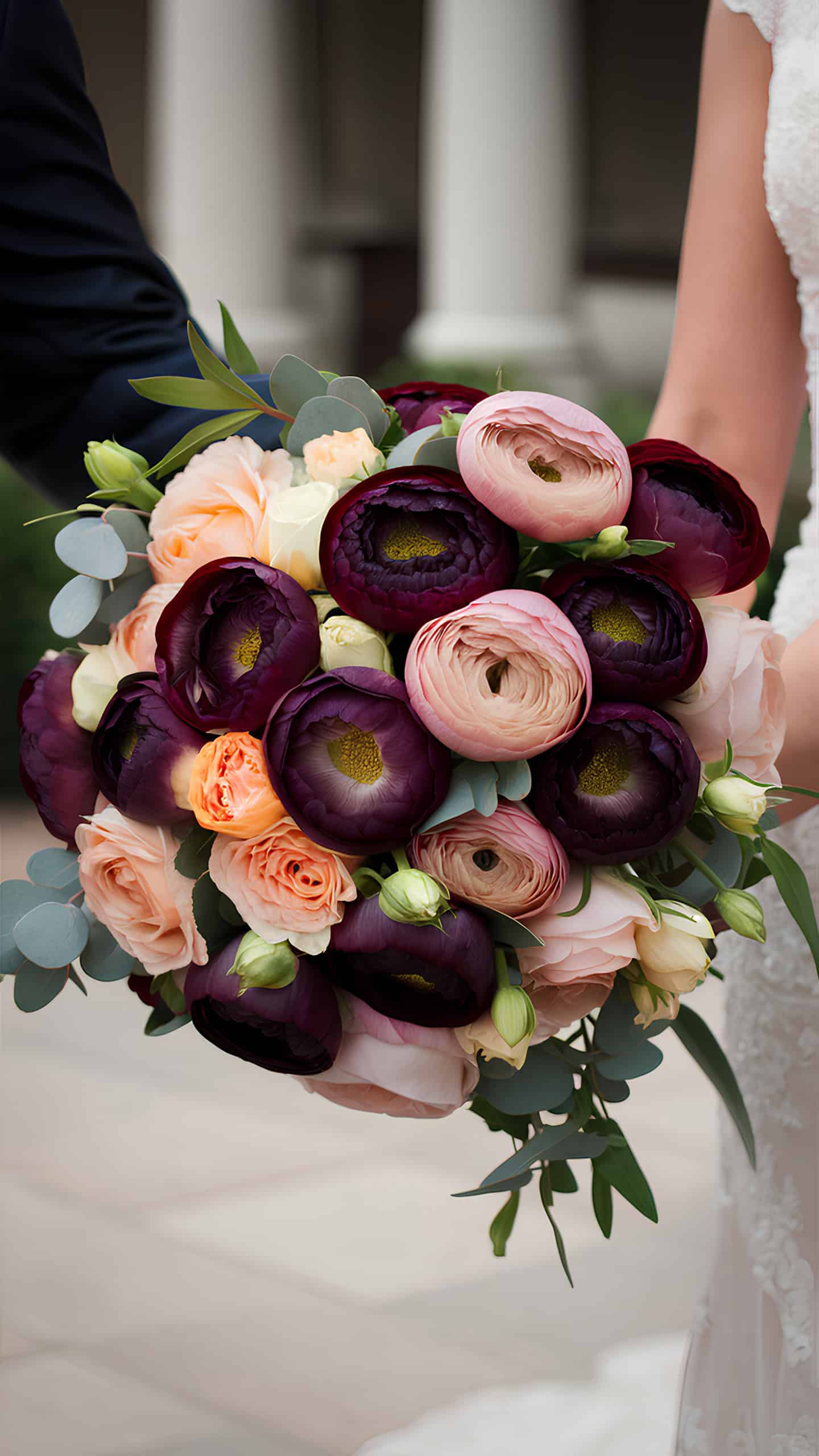 Plum and Peach Ranunculus