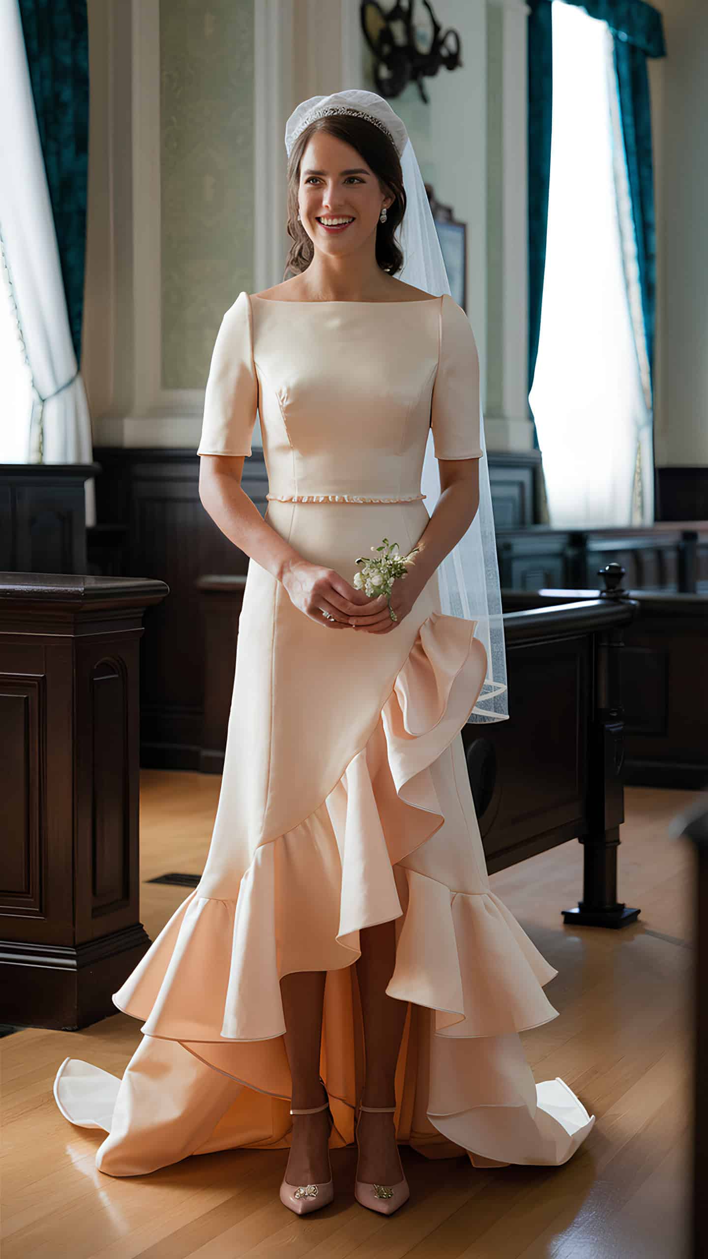 Bride in a Ruffle Hem Dress