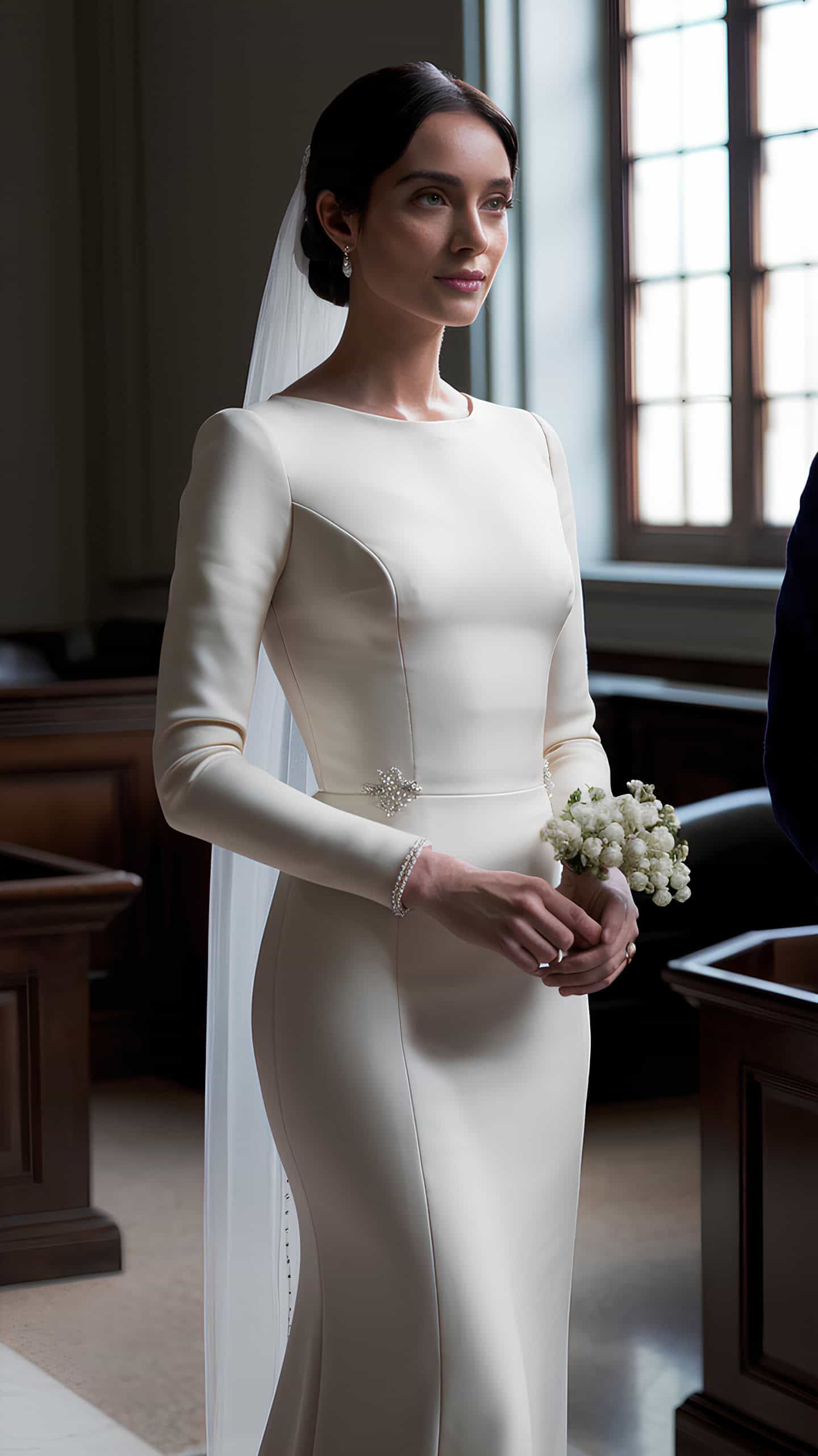 Bride in a Tailored Sheath Dress