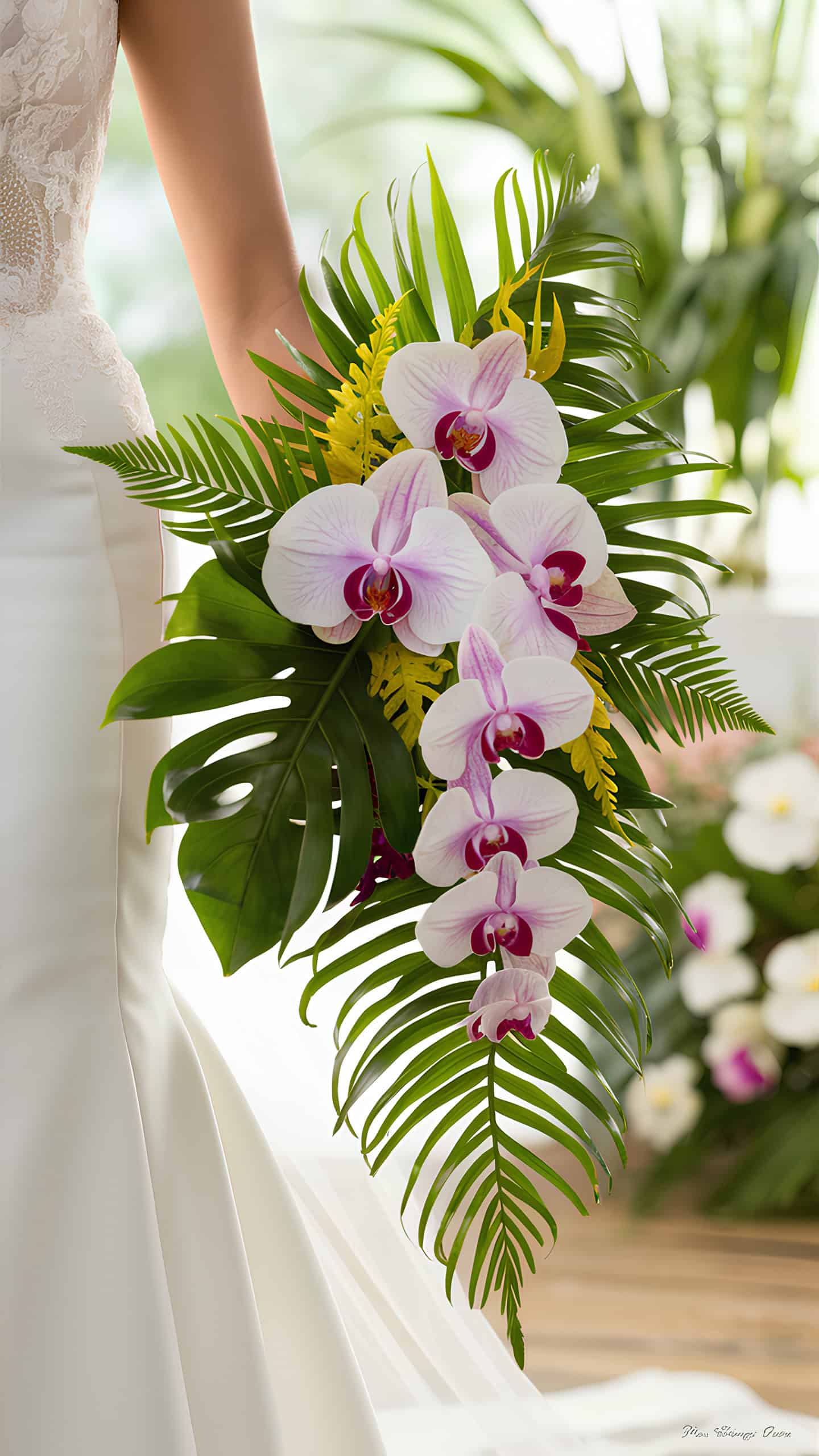 Tropical Orchids with Ferns