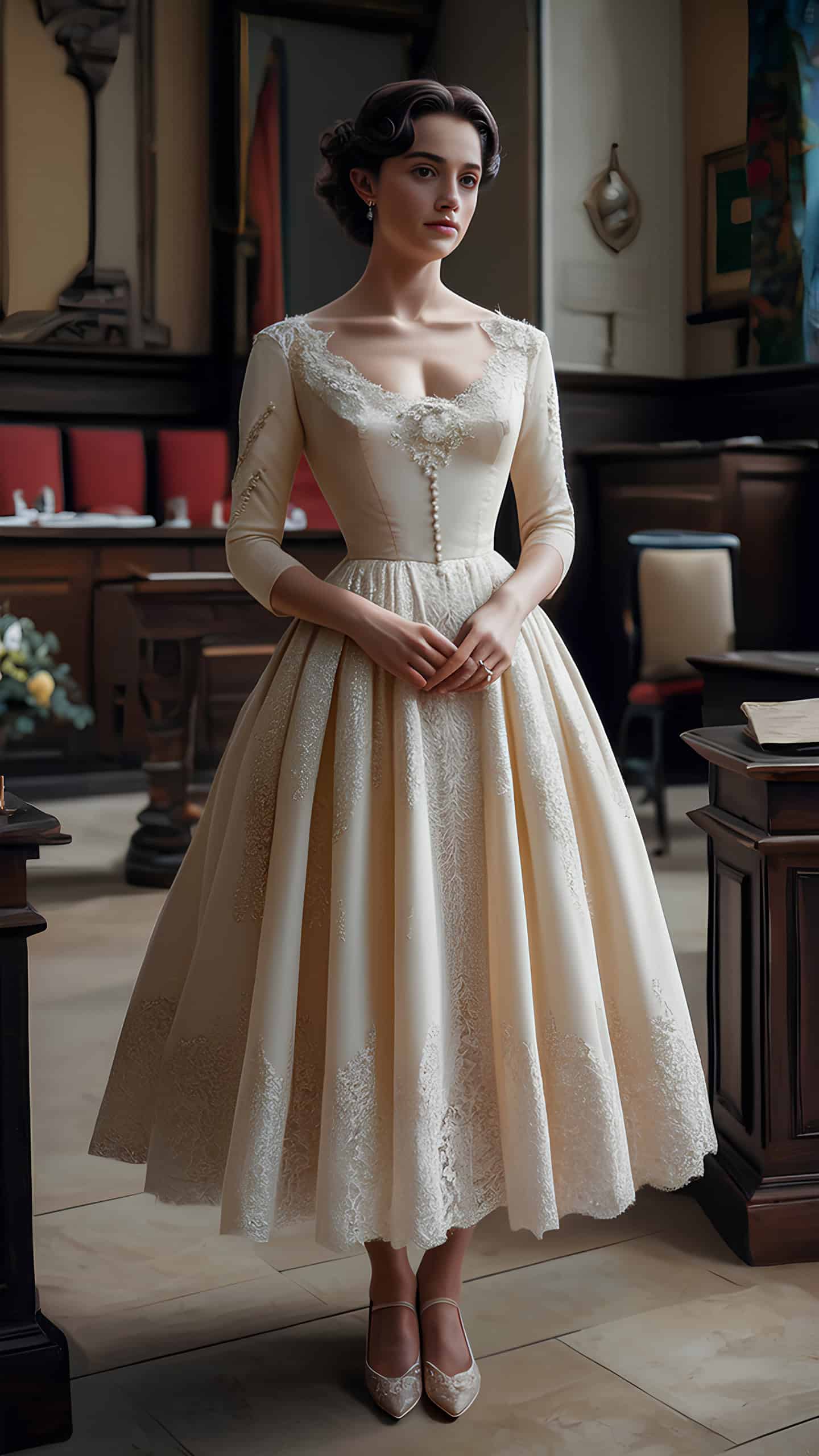 Bride in a Vintage Inspired Midi Dress