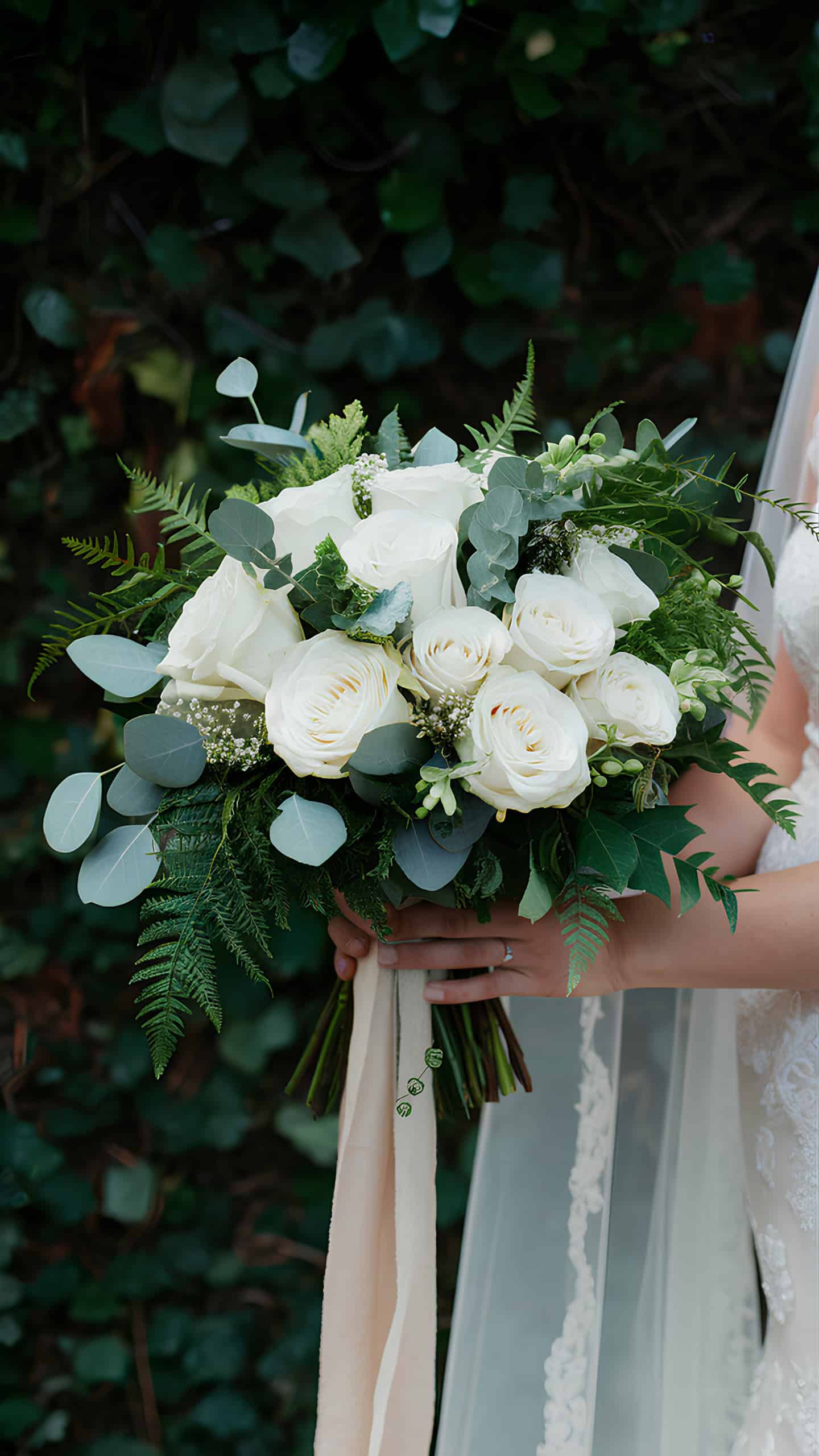 White Rose and Greenery Bunch