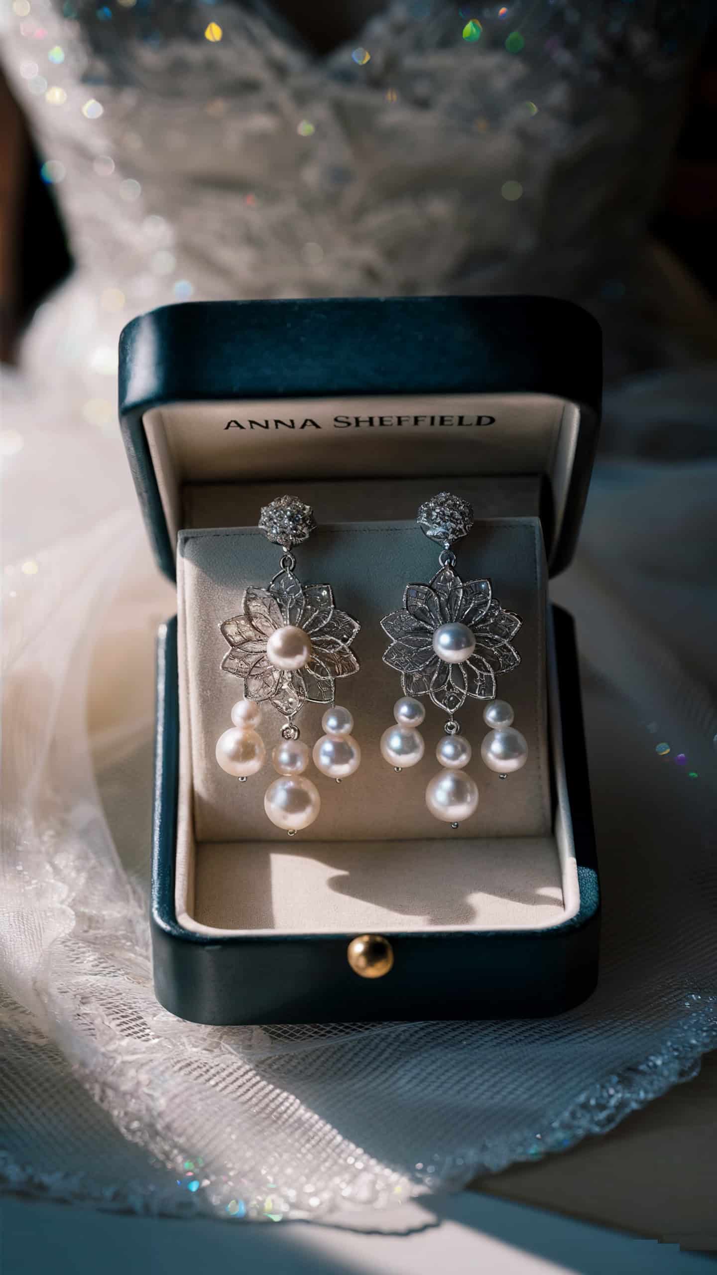Anna Sheffield Rosette Pearl Drop Earrings