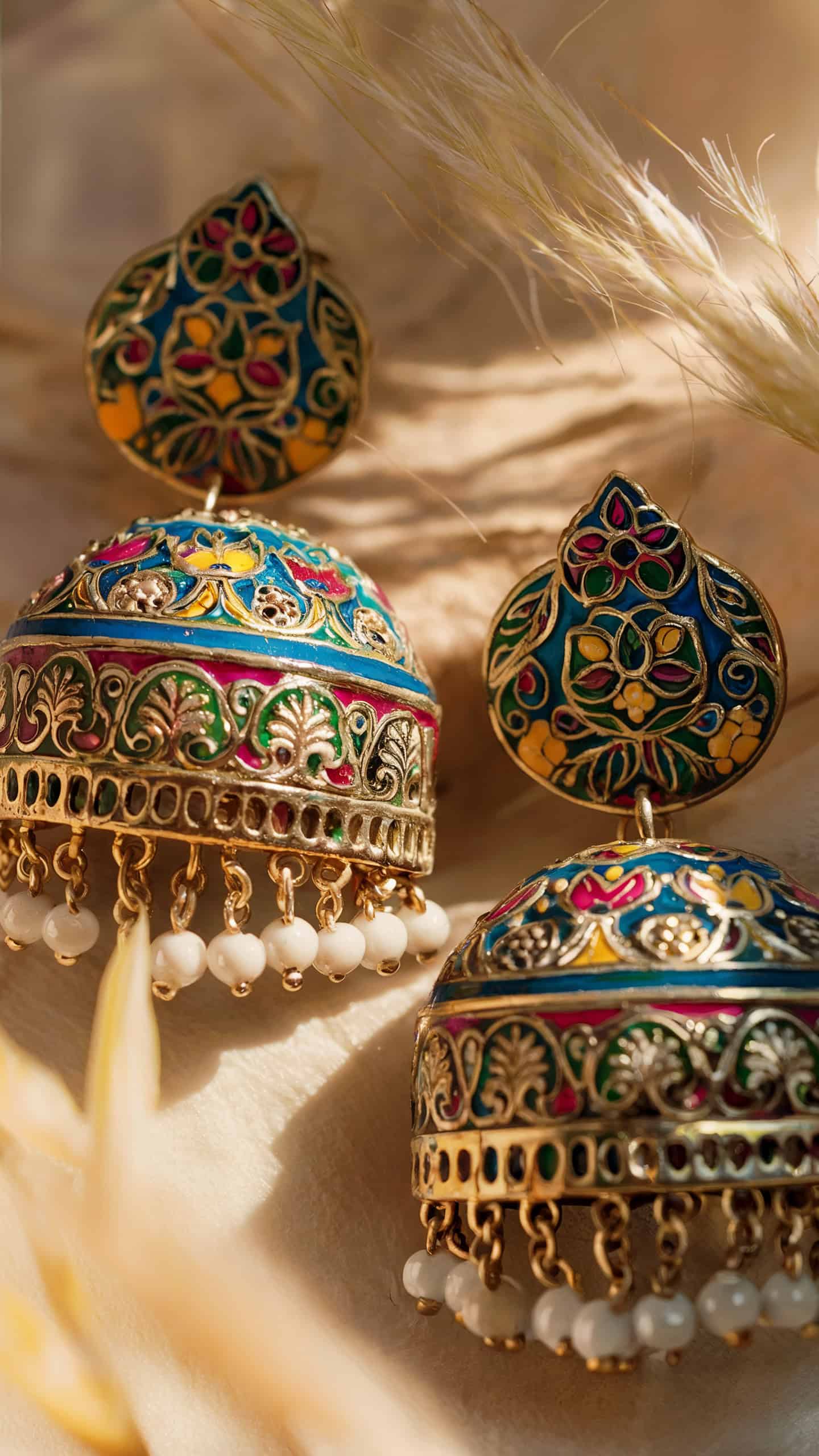 Anuradha Art Meenakari Jhumkas