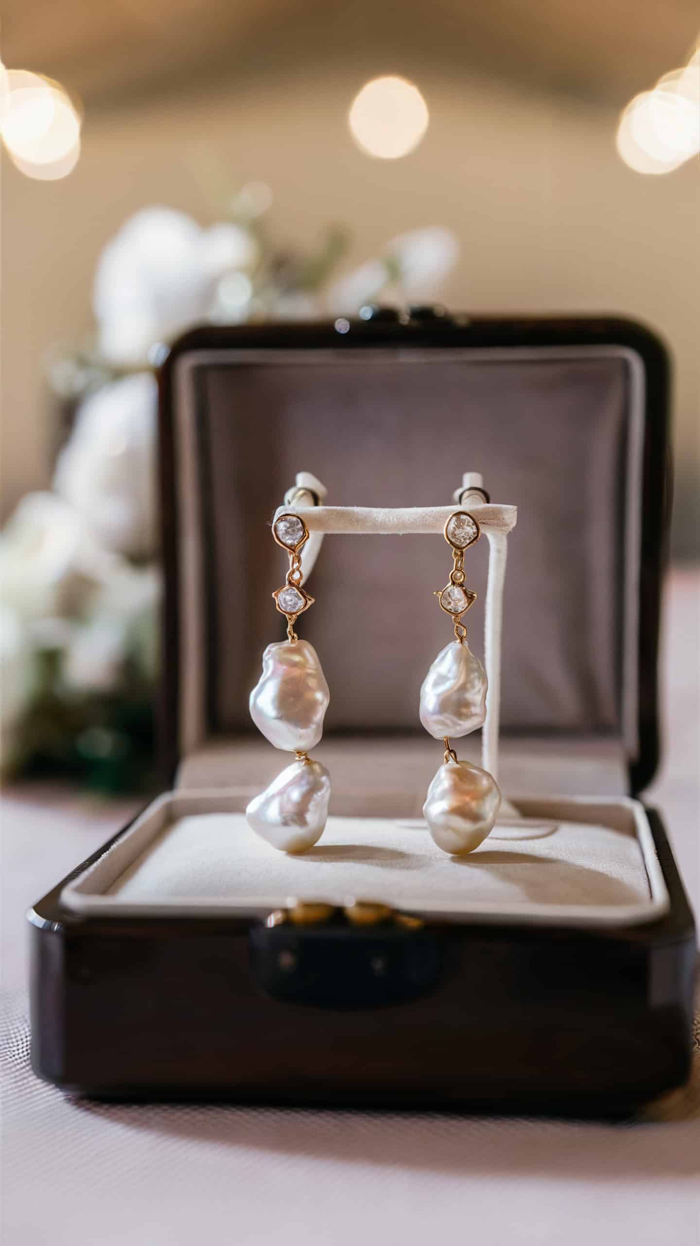 Baroque Pearl and Gold Dangle Earrings