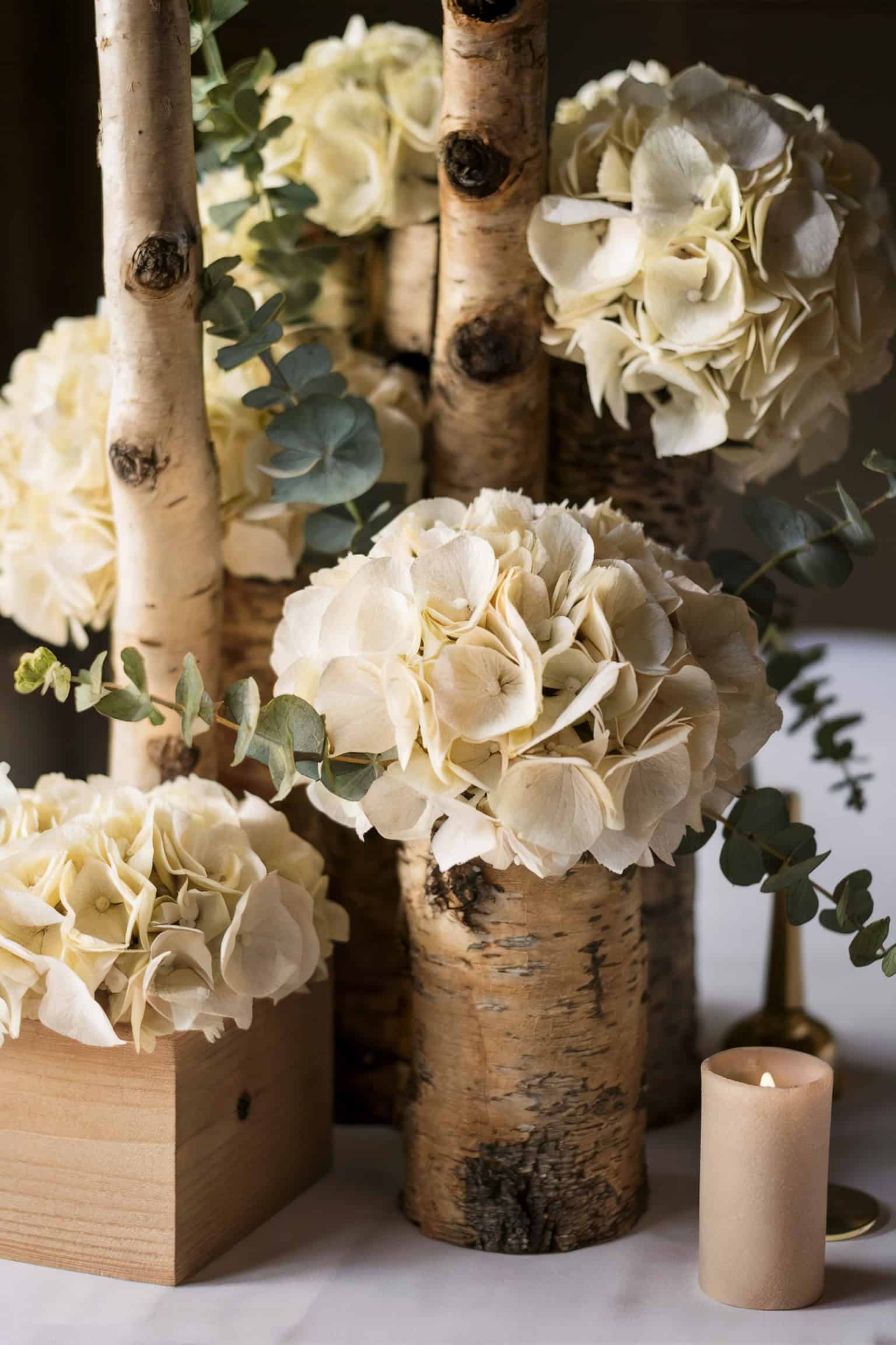 Birchwood and Hydrangea Displays