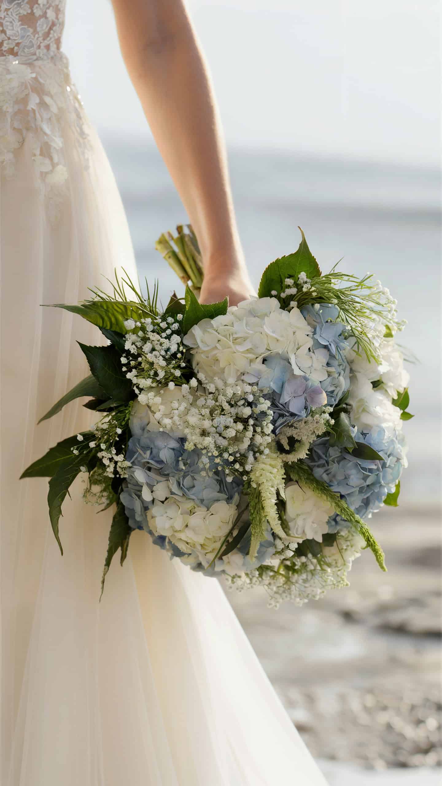 Blue and White Hydrangea Bouquet