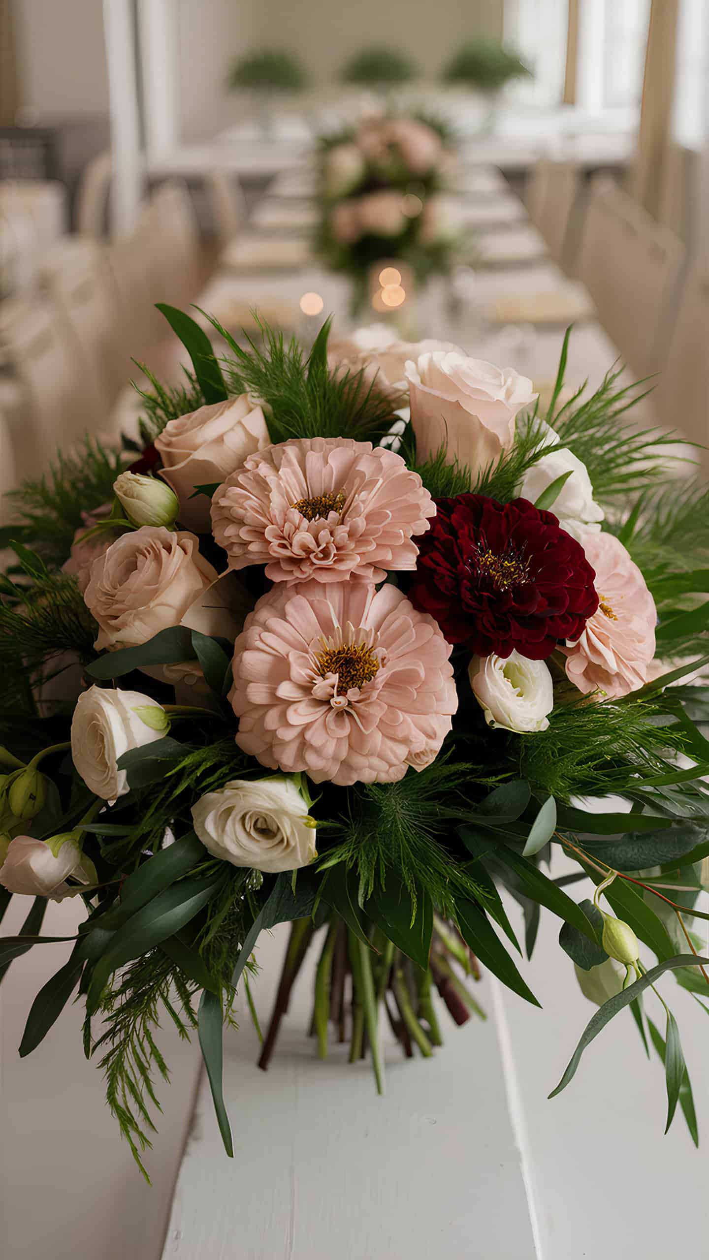Blush and Burgundy Zinnia Fit