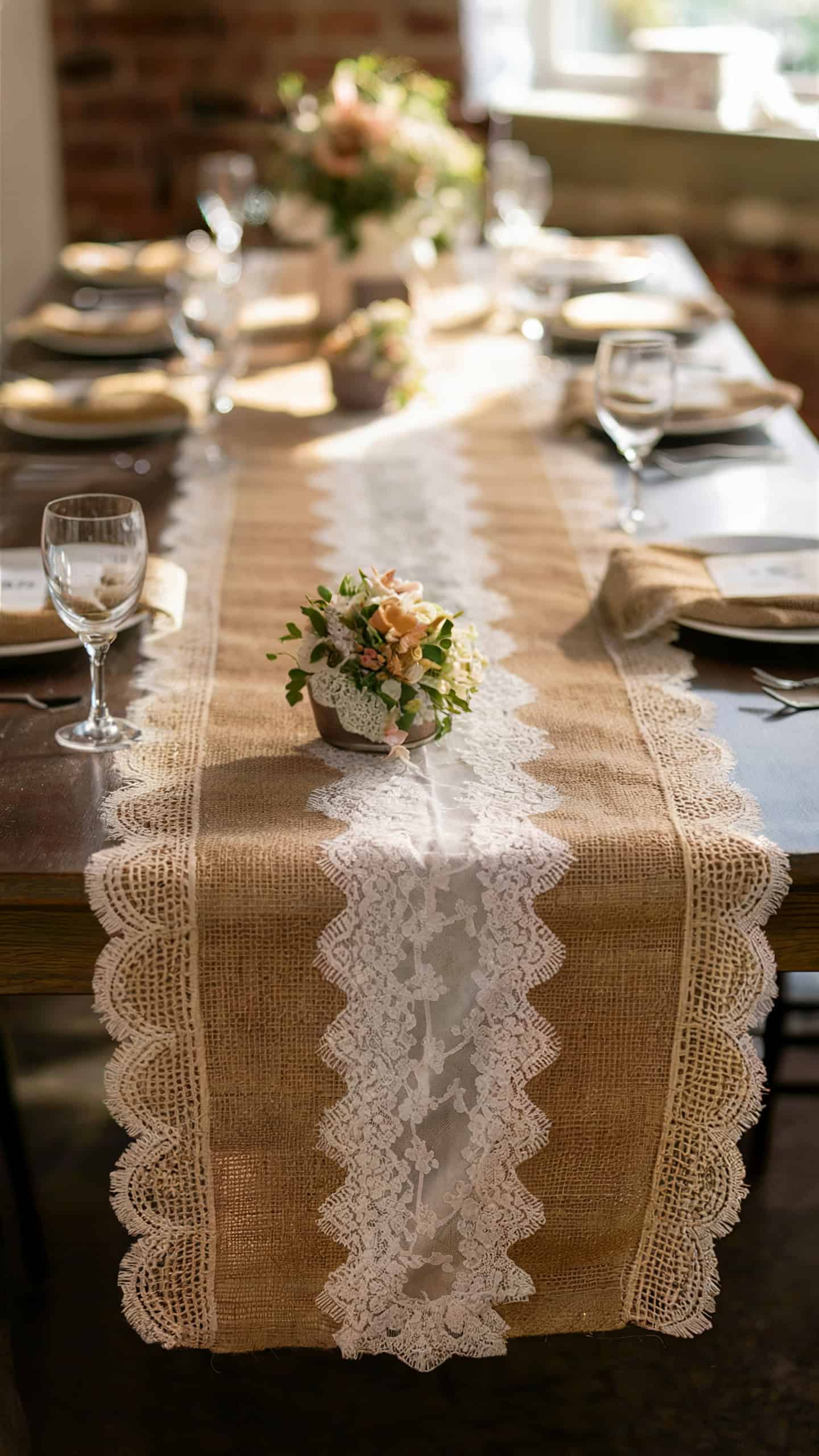Burlap and Lace Table Runners