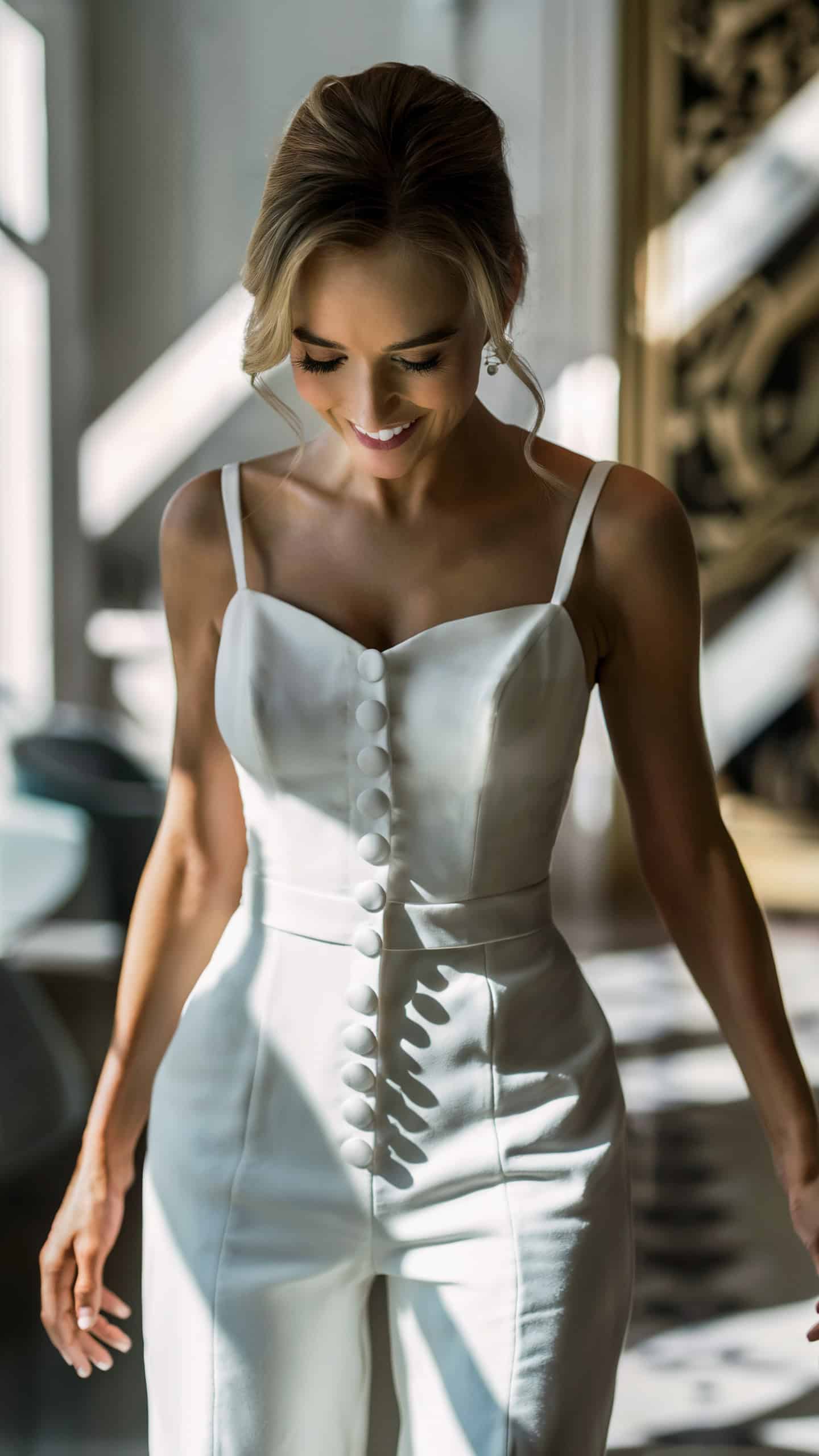 Button-Front Bridal Jumpsuit
