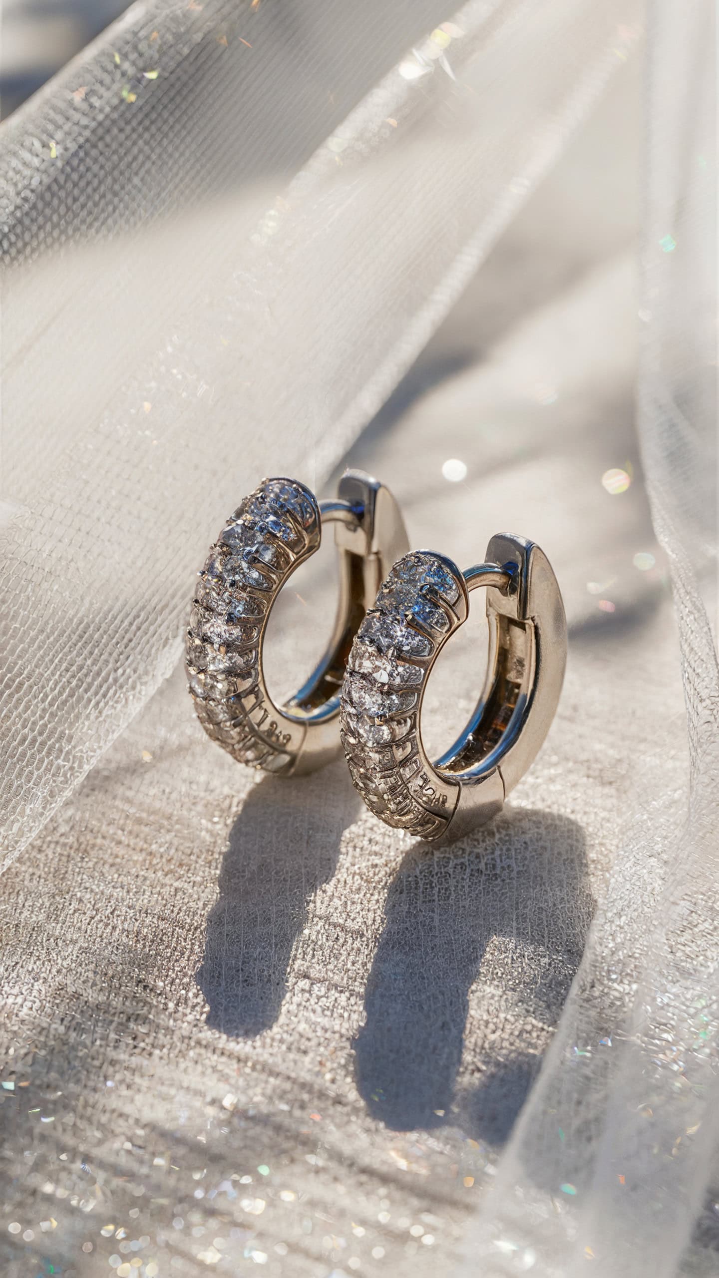 CZ Encrusted Huggie Hoops