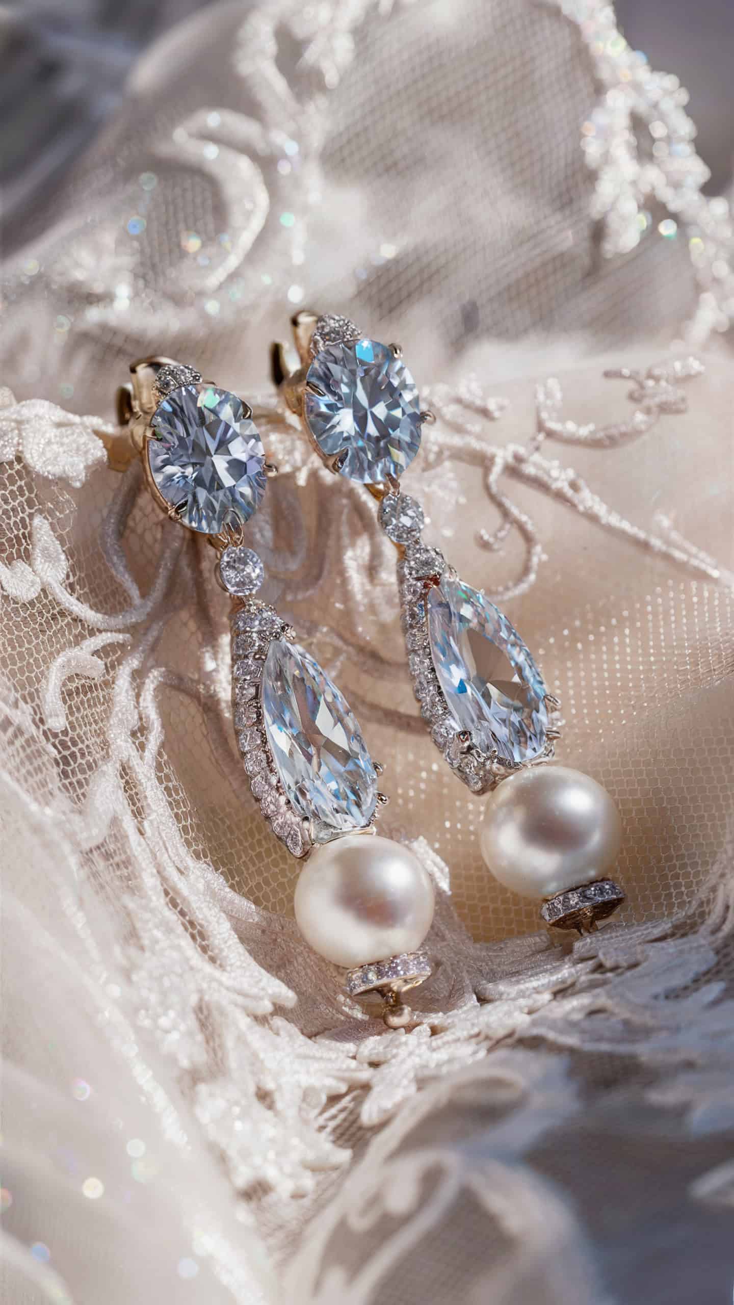 CZ and Pearl Drop Earrings