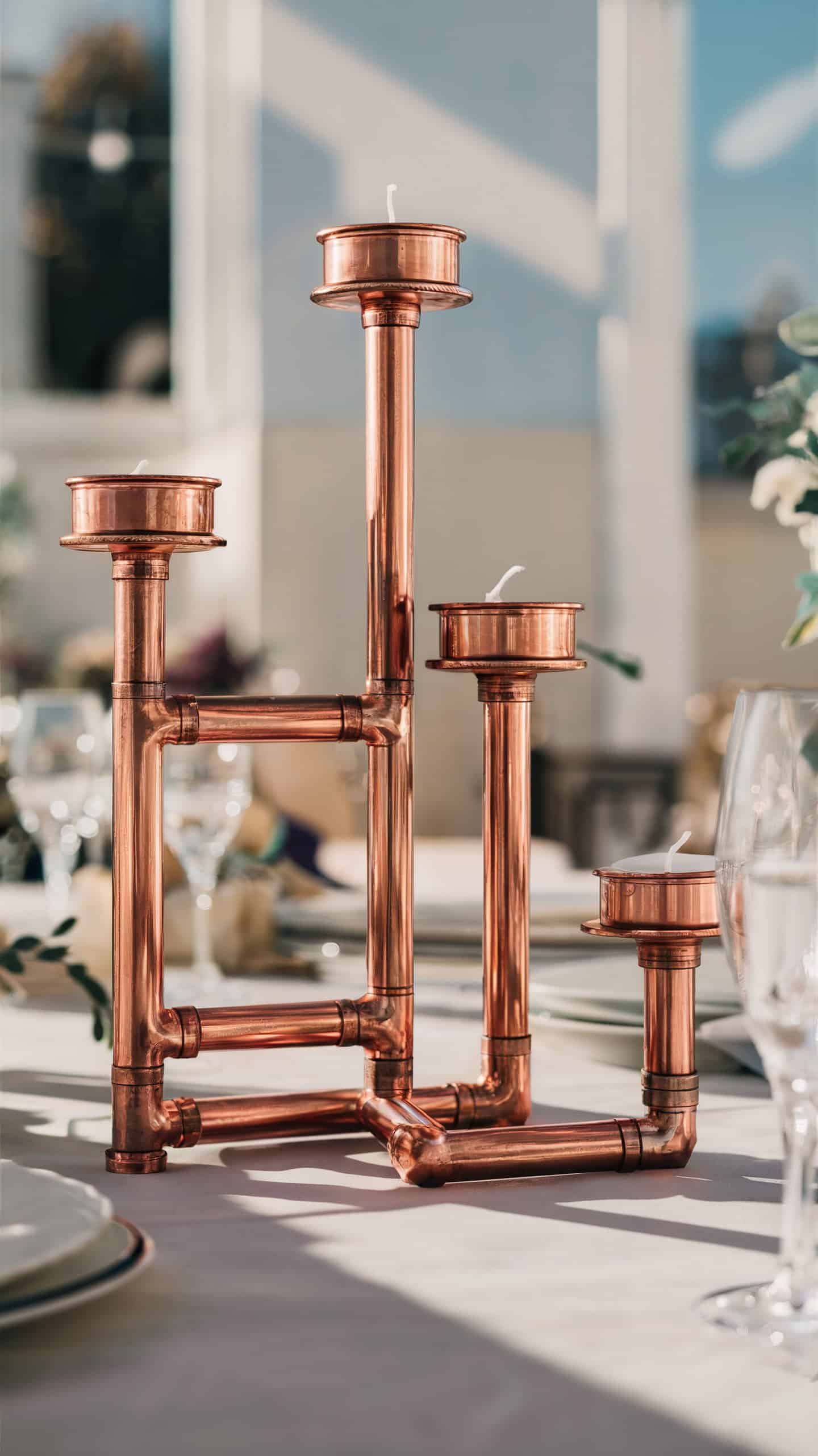Copper Pipe Candle Holders