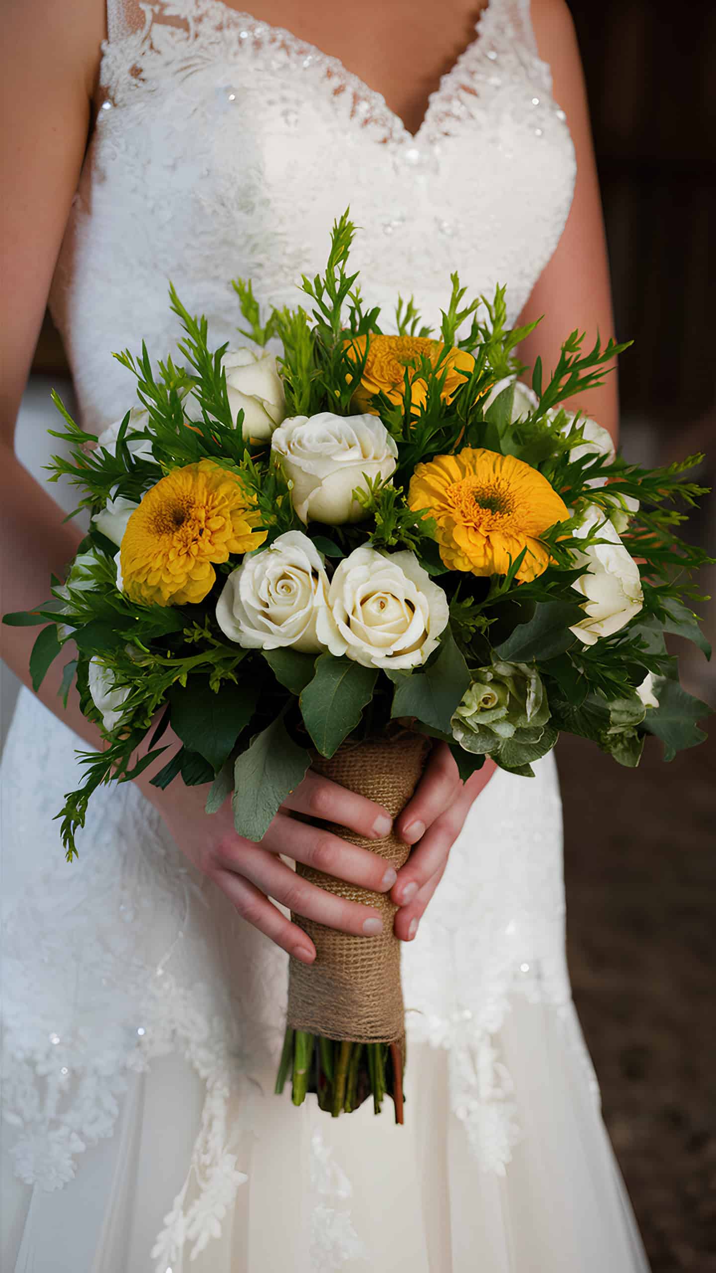 Country Chic Yellow Zinnias