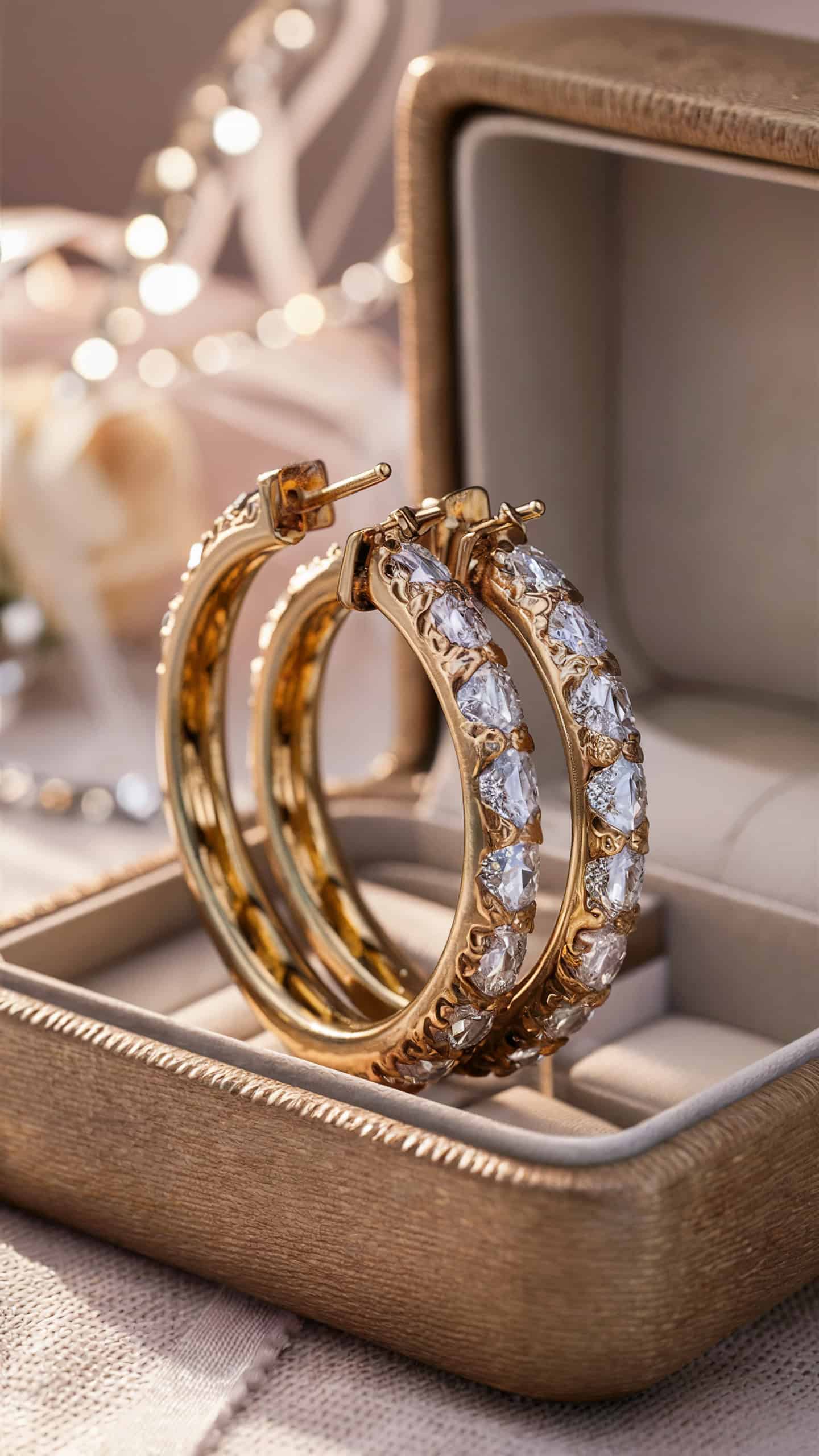 Diamond Cut Gold Hoops