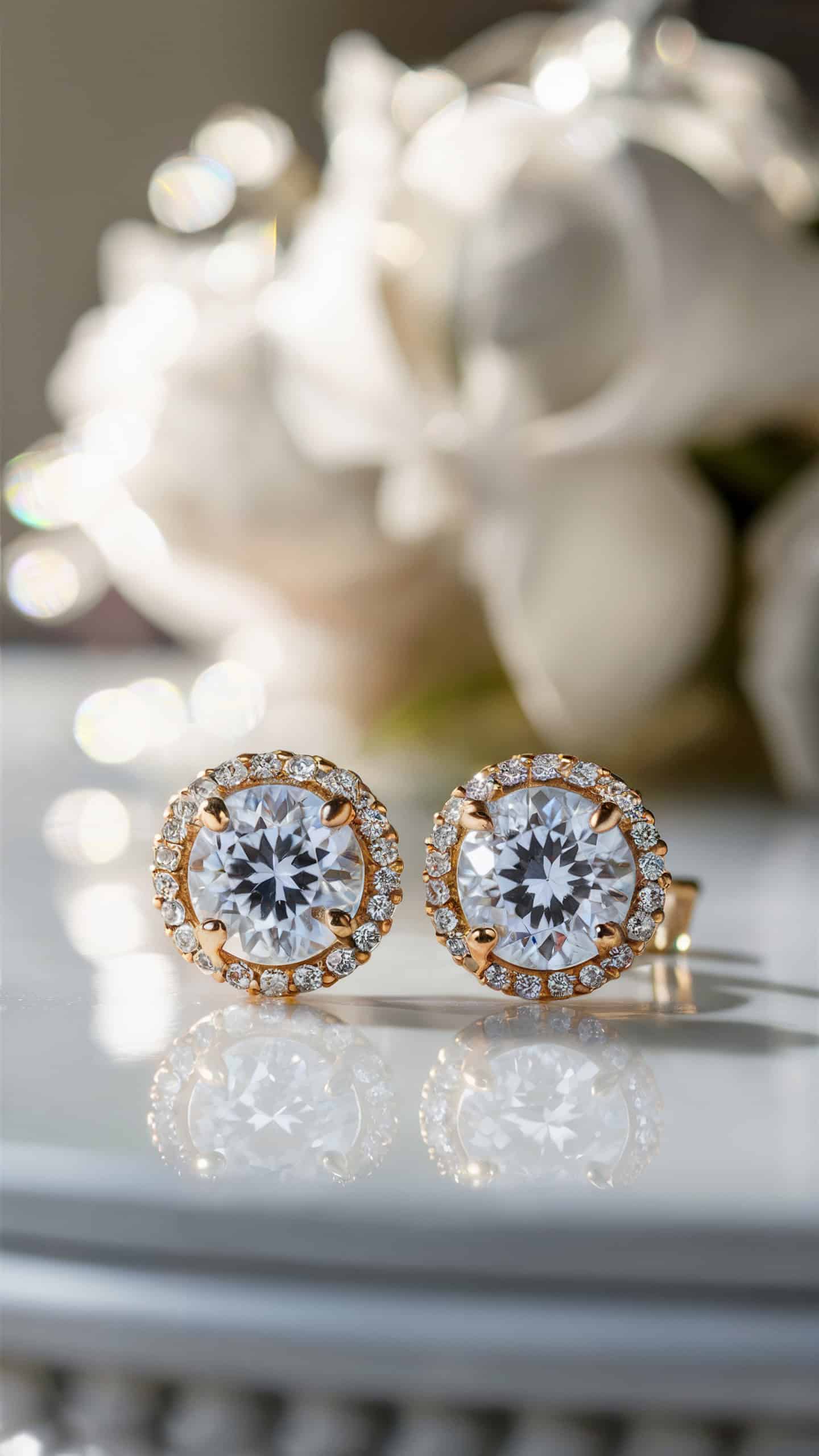 Elegant Halo CZ Stud Earrings