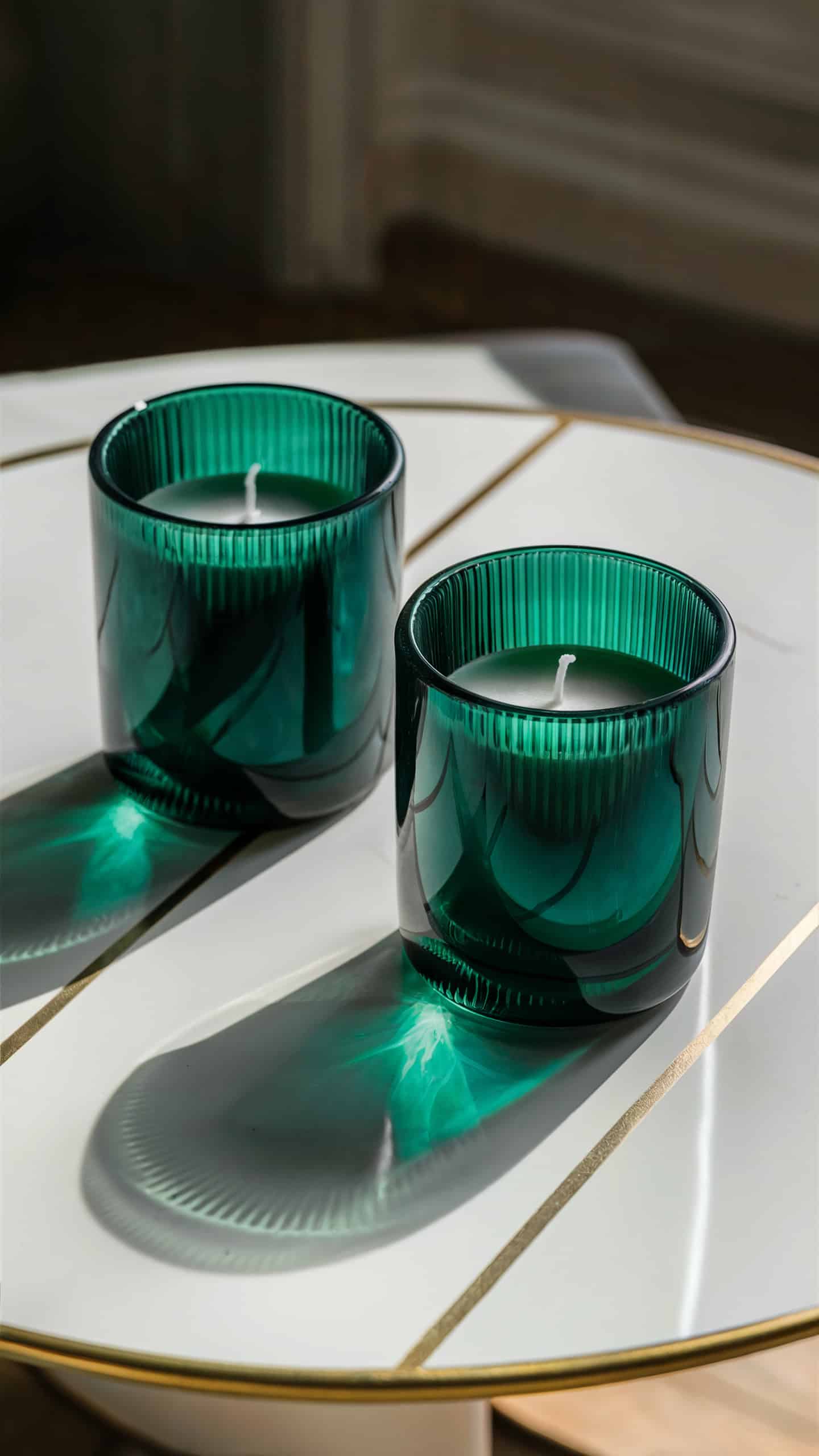Emerald Glass Candle Holders