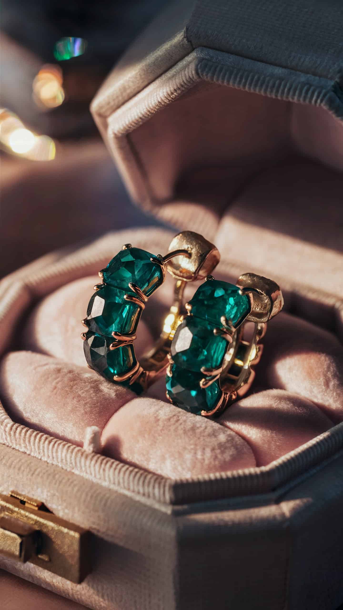 Emerald Hoop Earrings
