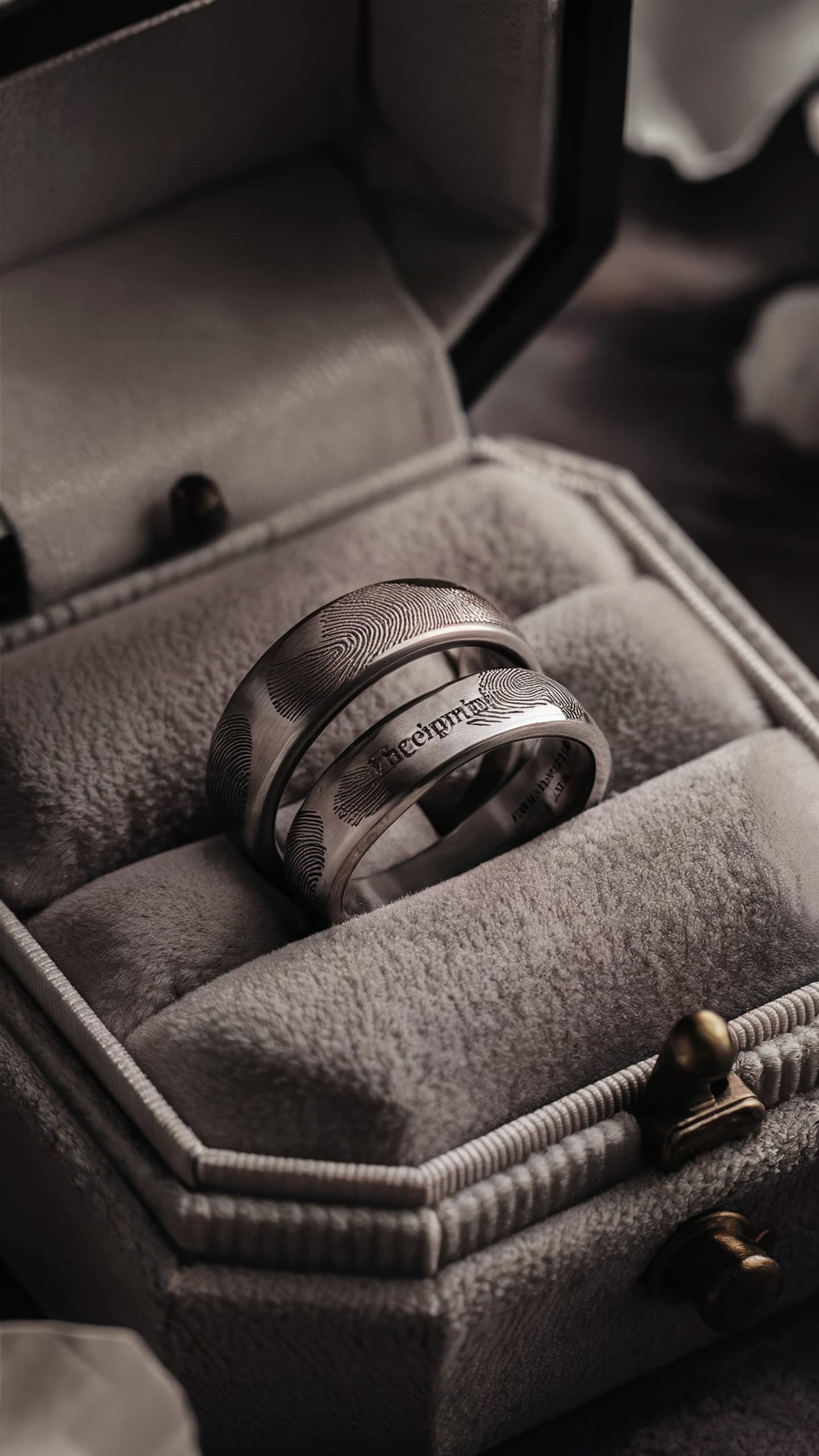 Engraved Couple's Fingerprint Rings