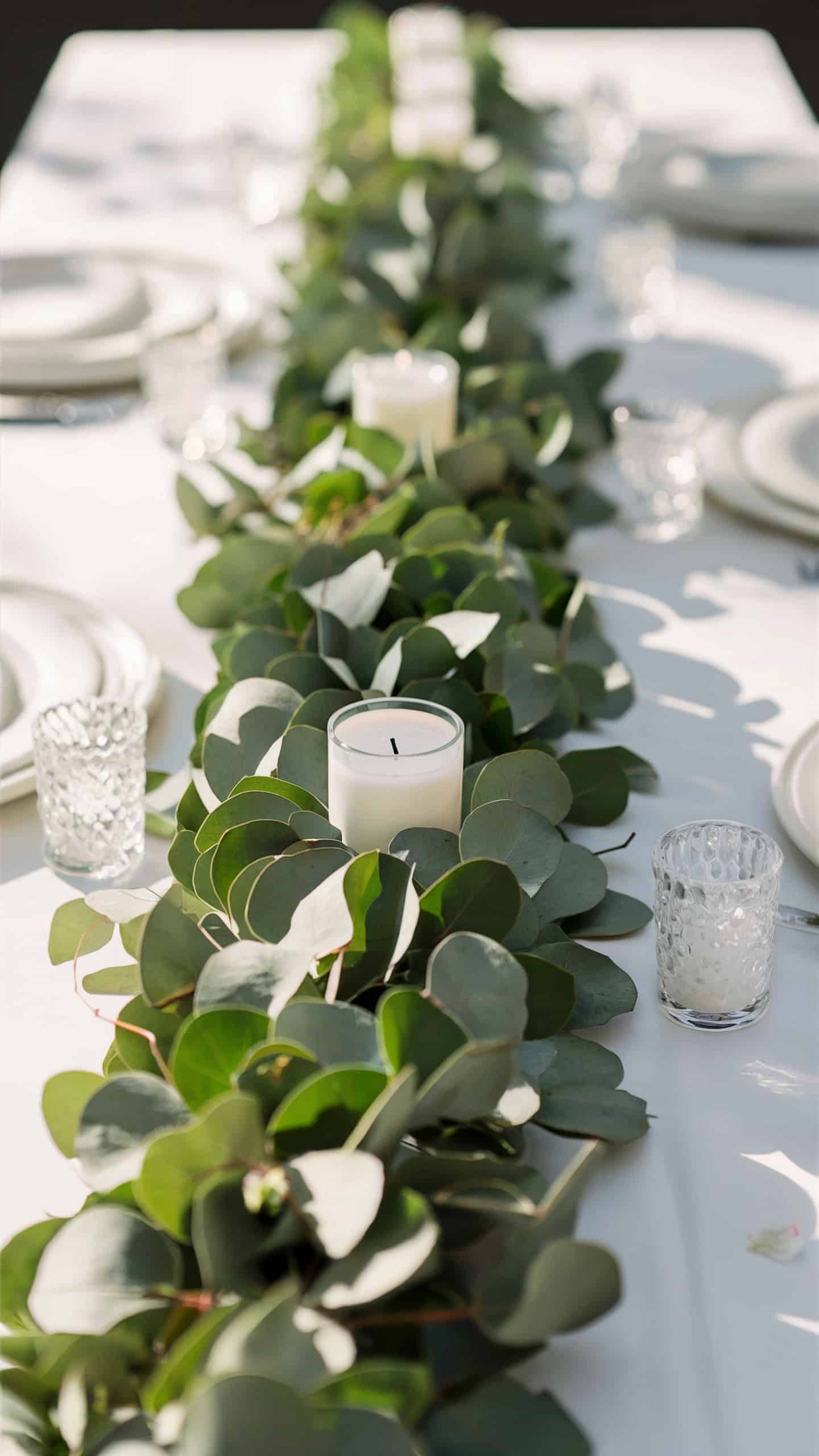 Eucalyptus Garland with Votive Candles