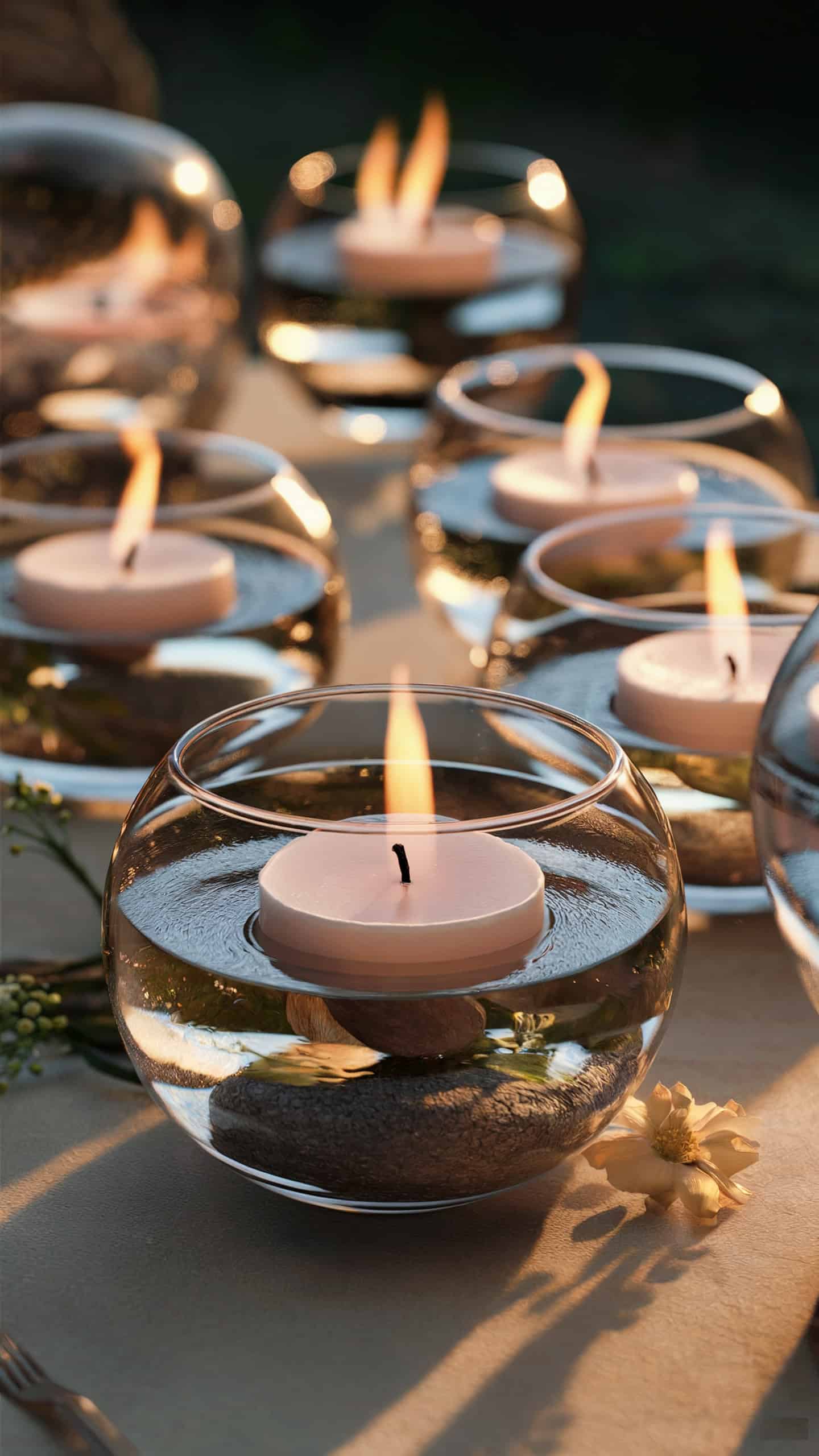 Floating Candles in Glass Bowls