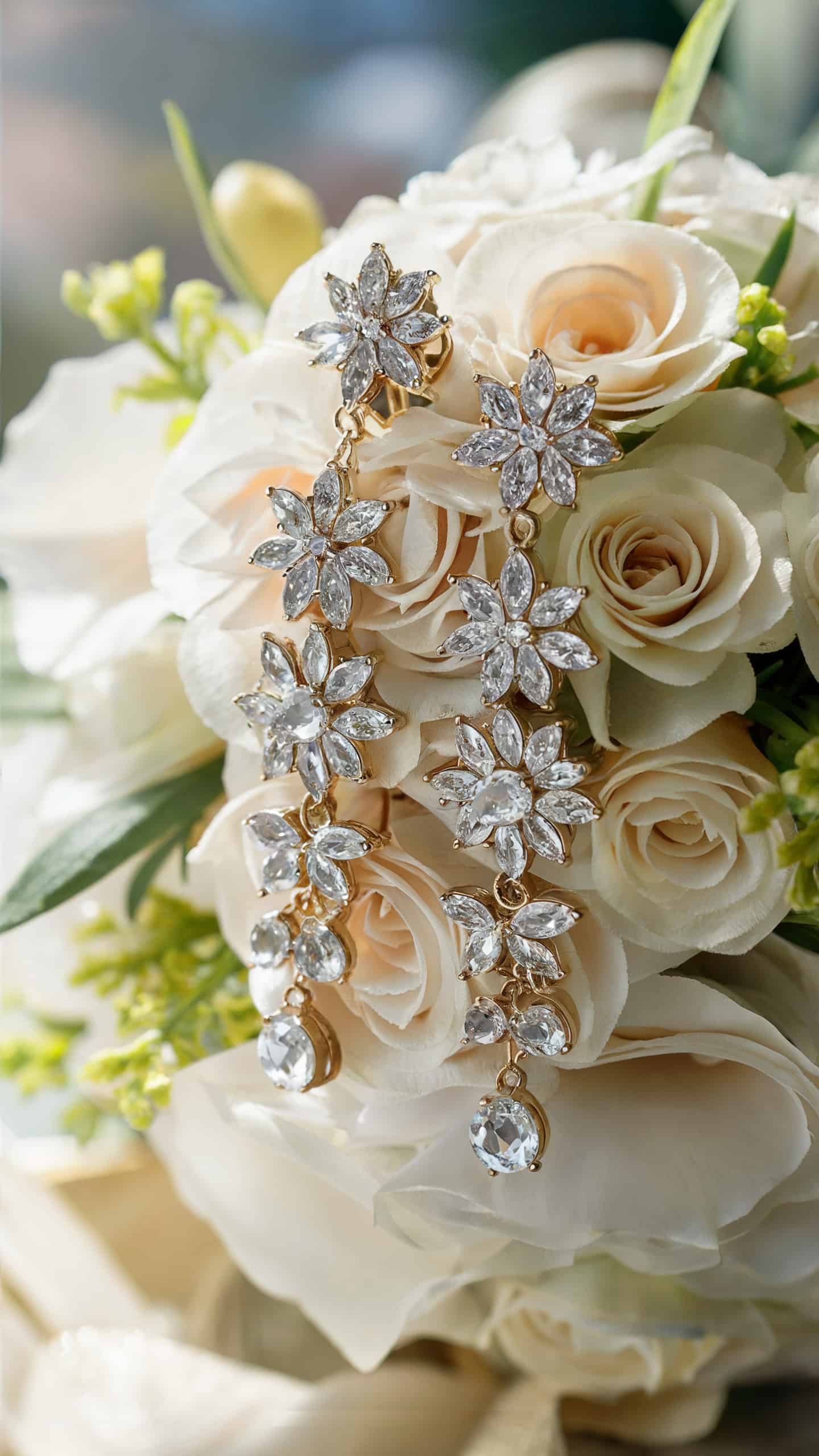 Floral CZ Dangle Earrings