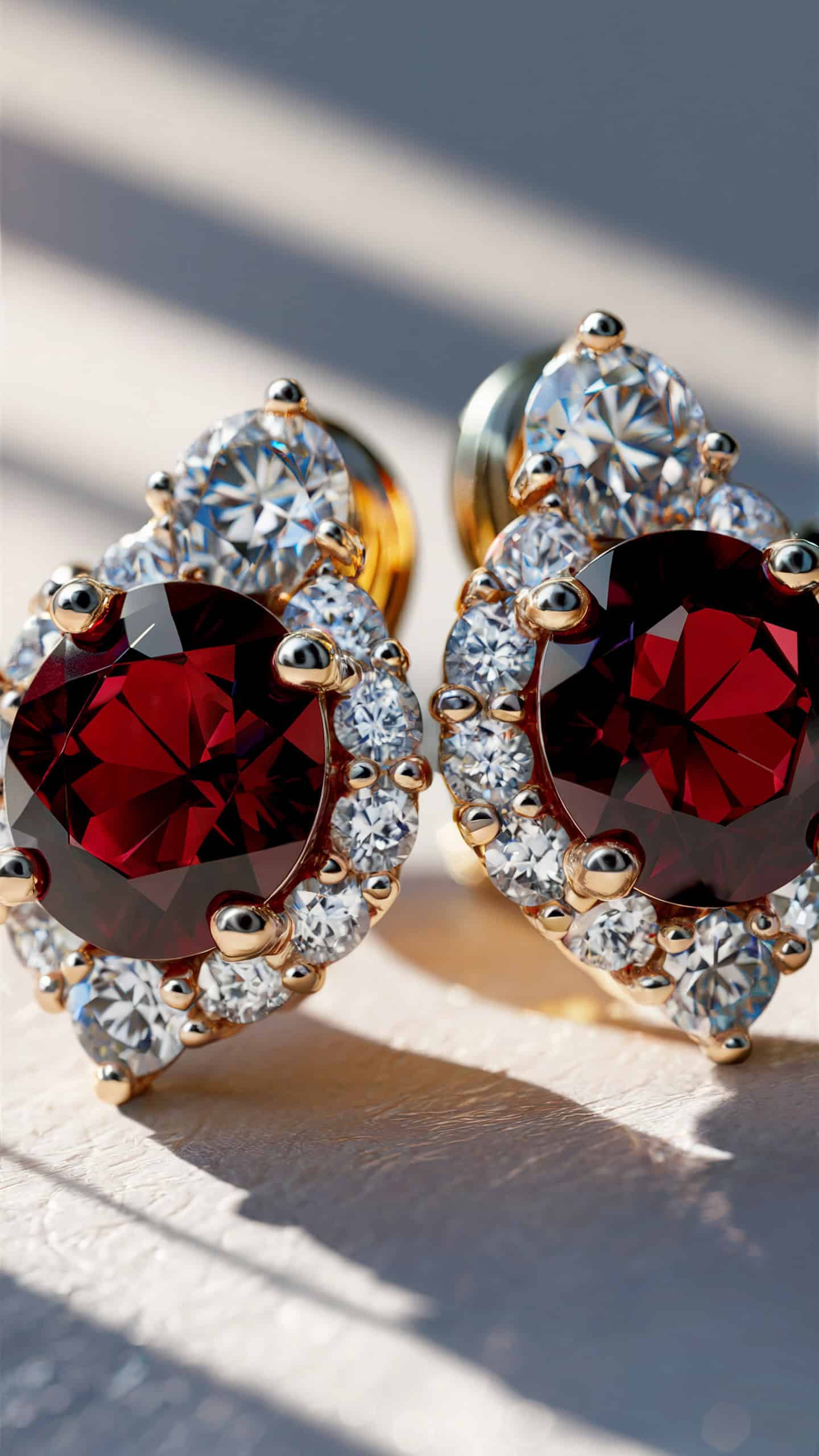 Garnet and Diamond Earrings
