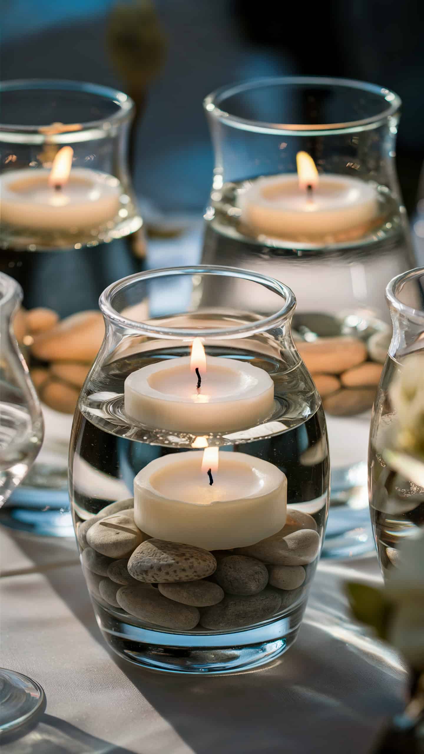 Glass Vase with Floating Candles