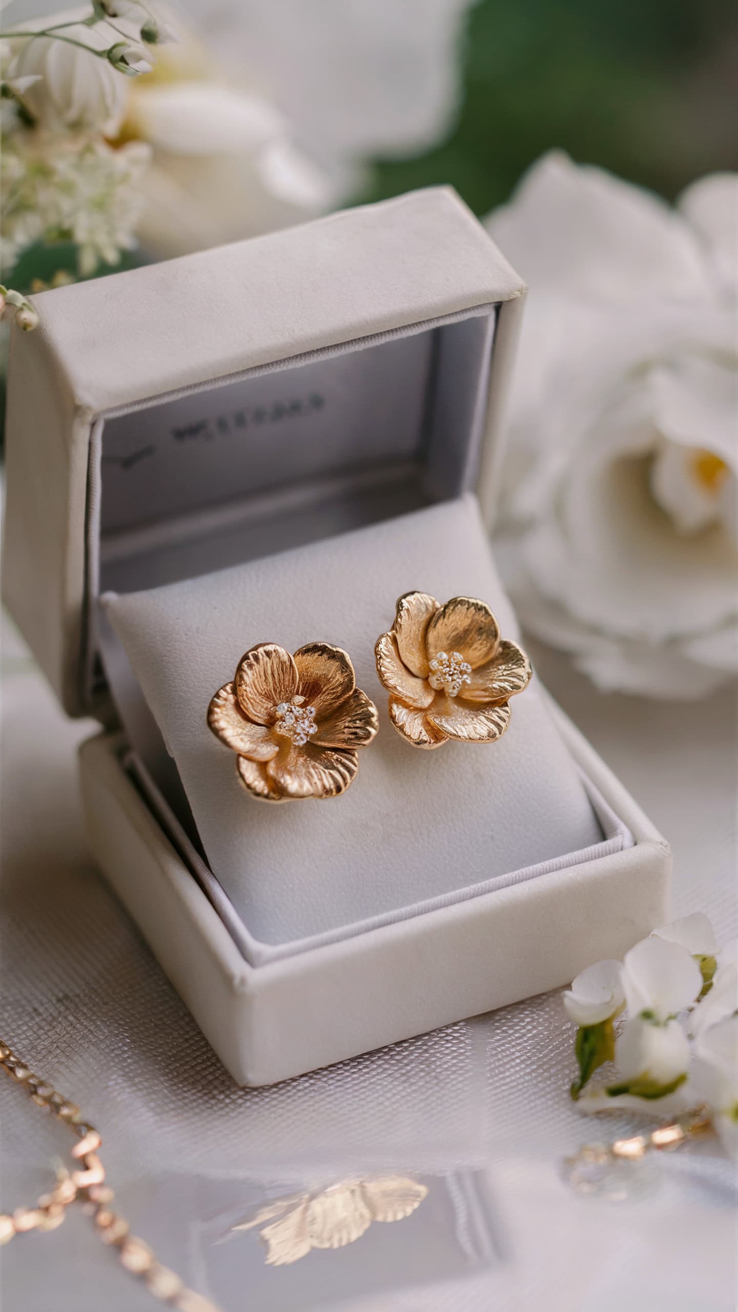 Gold Flower Stud Earrings