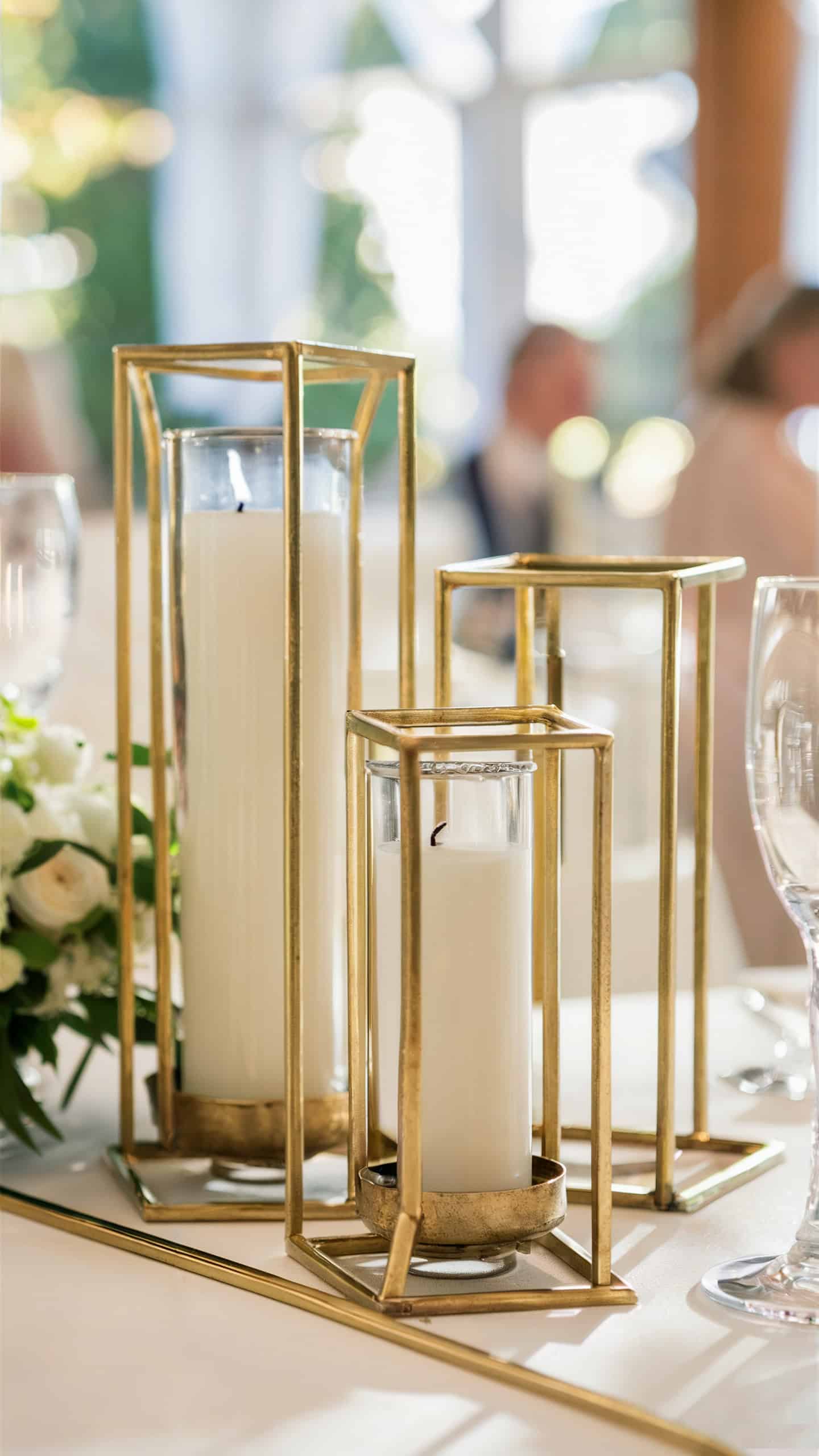 Gold Geometric Candle Holders