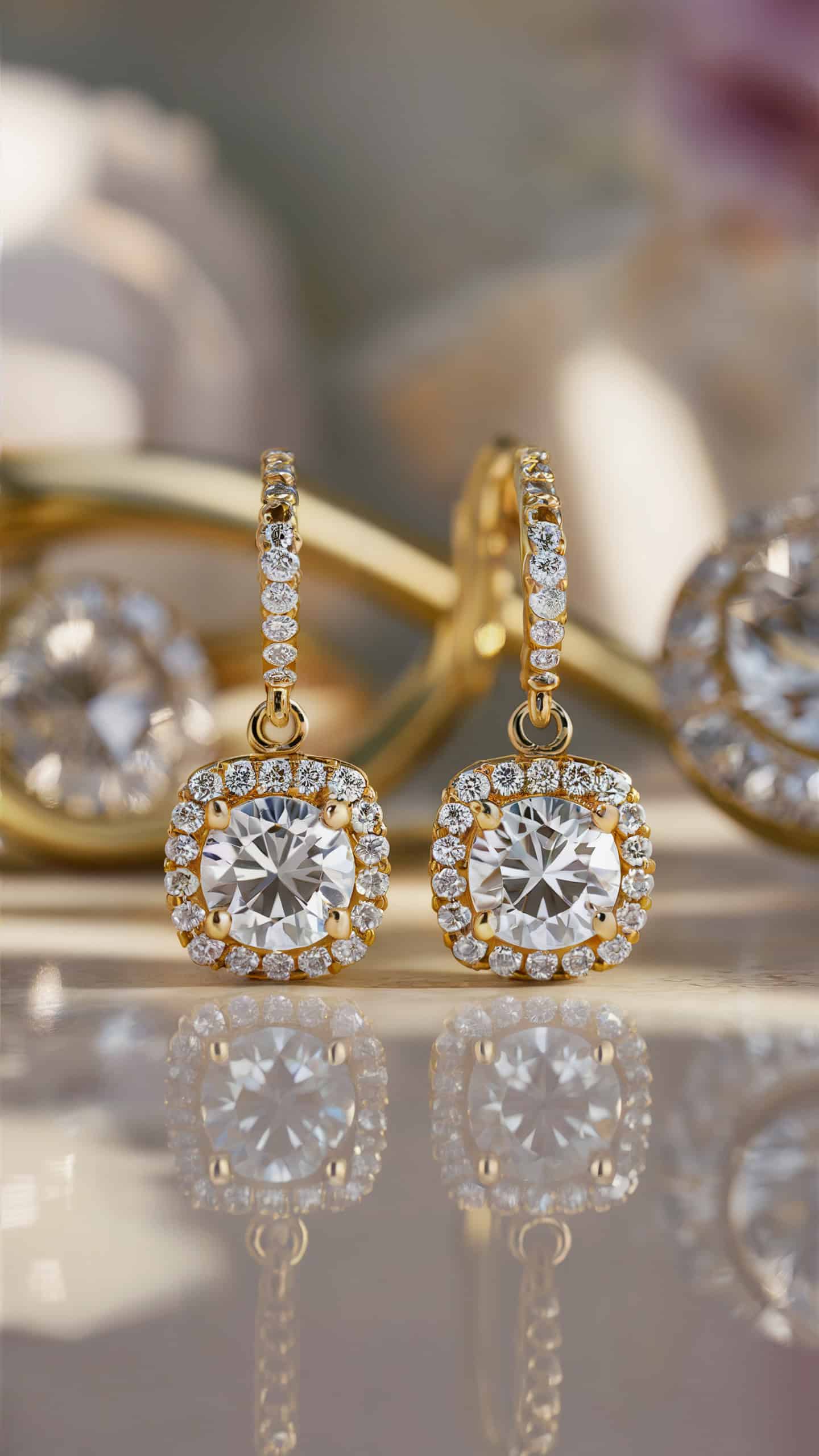 Gold Halo Drop Earrings