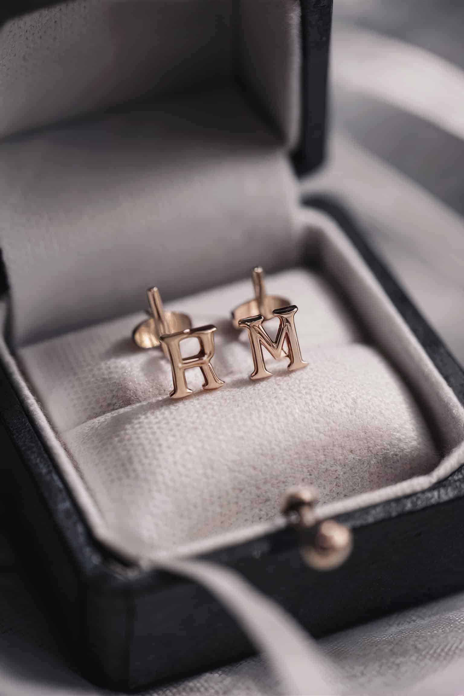 Gold Initial Stud Earrings