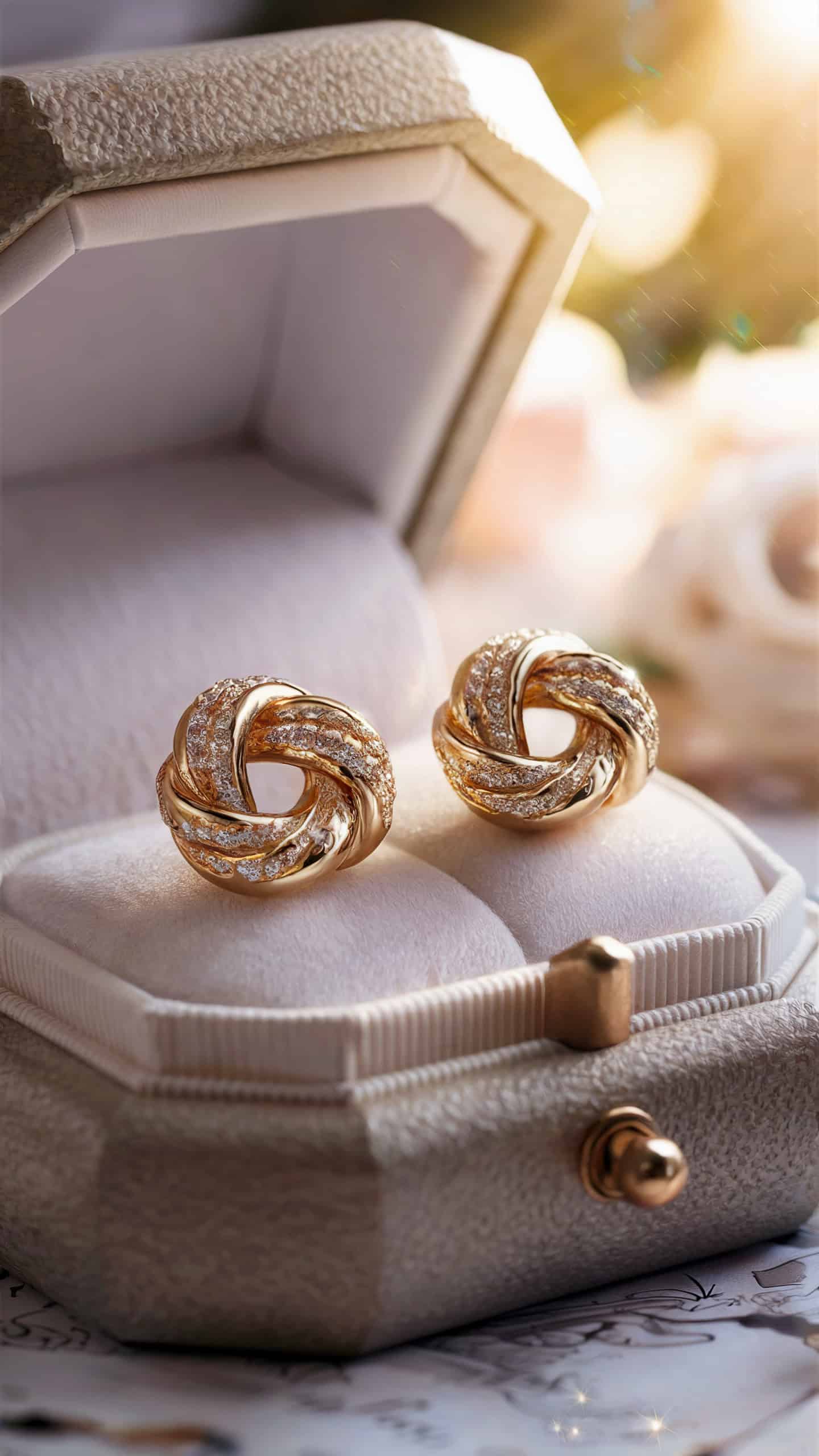 Gold Knot Stud Earrings