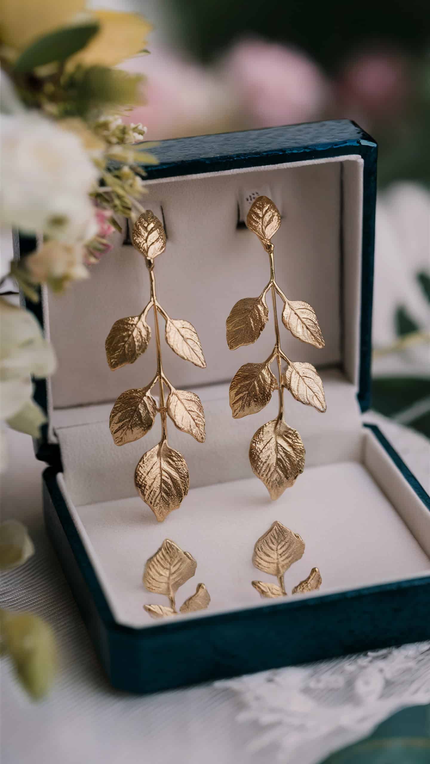 Gold Leaf Drop Earrings