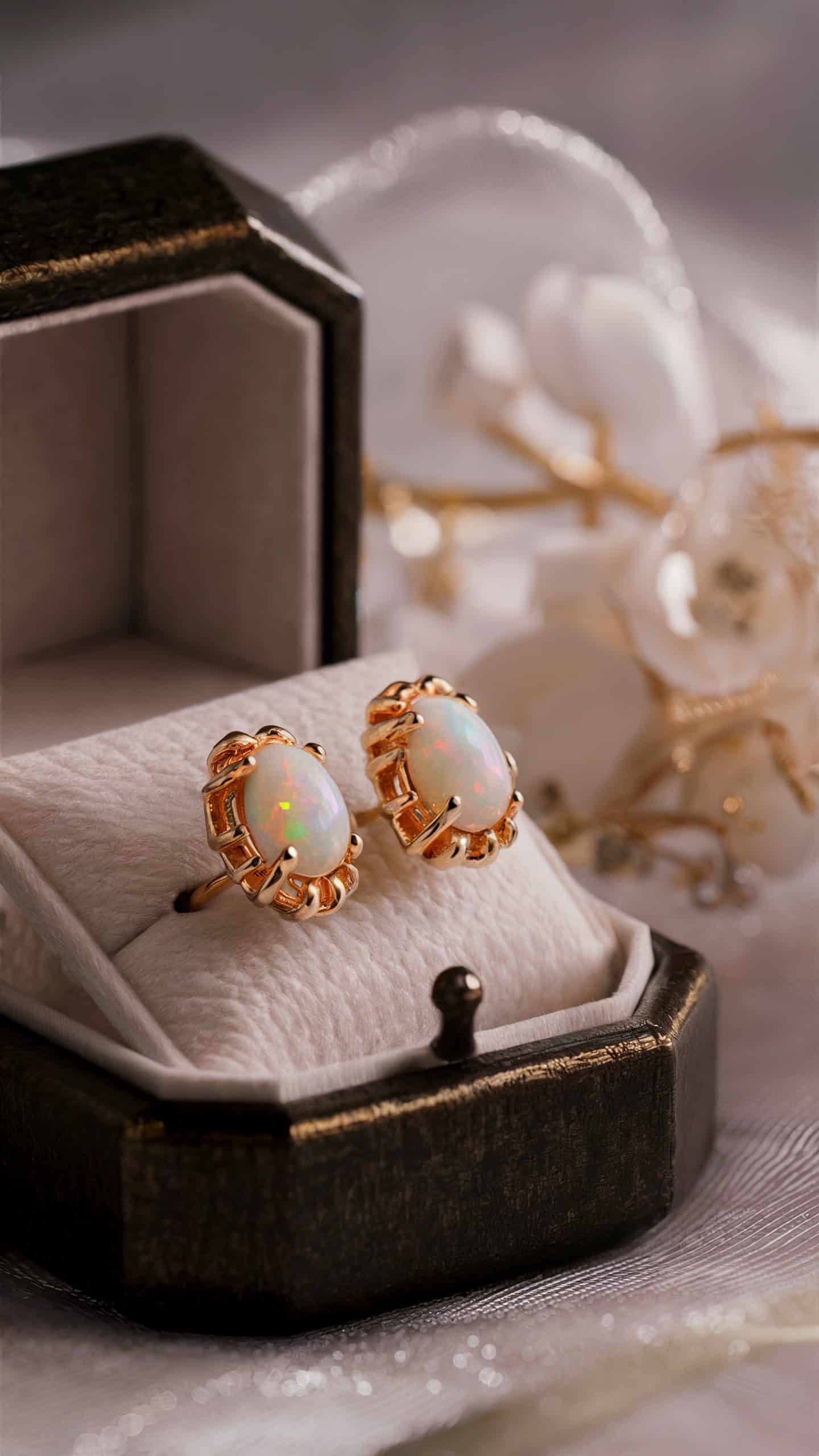 Gold and Opal Earrings