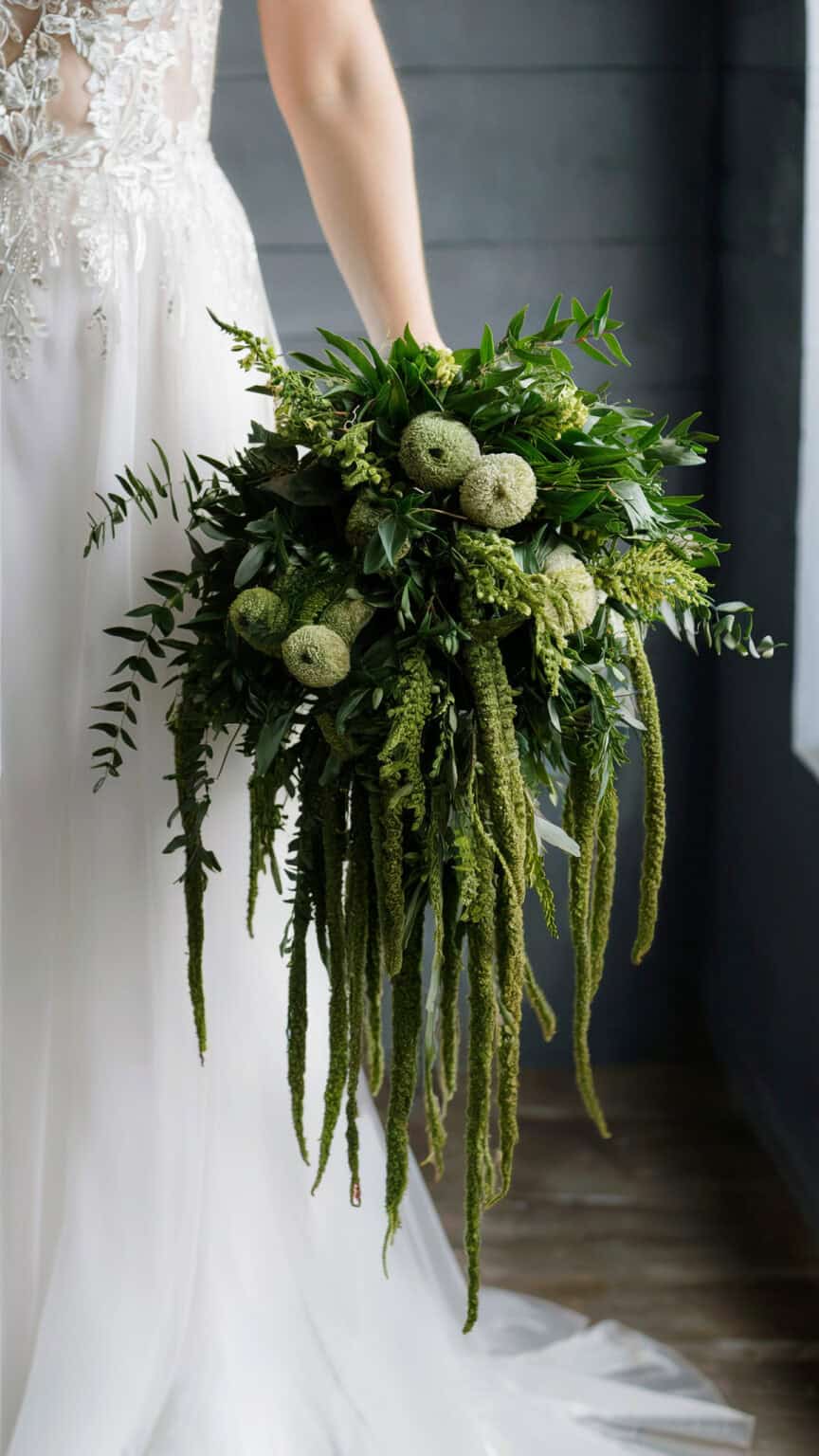 Greenery Wedding Bouquets With Lush Natural Texture
