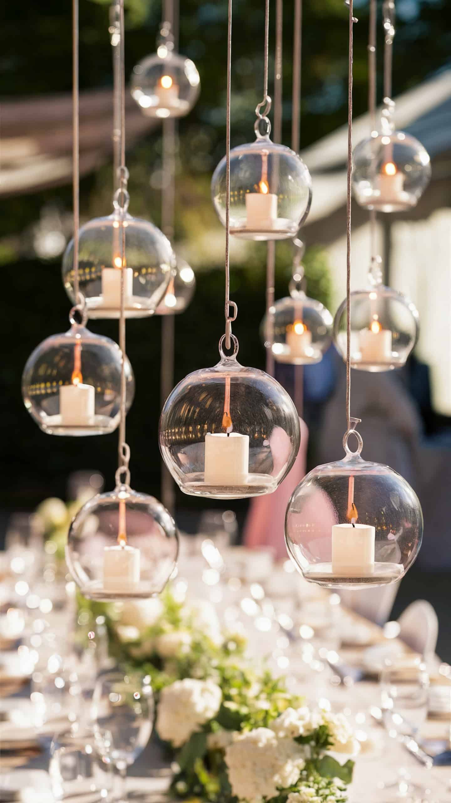 Hanging Glass Orbs with LED Candles