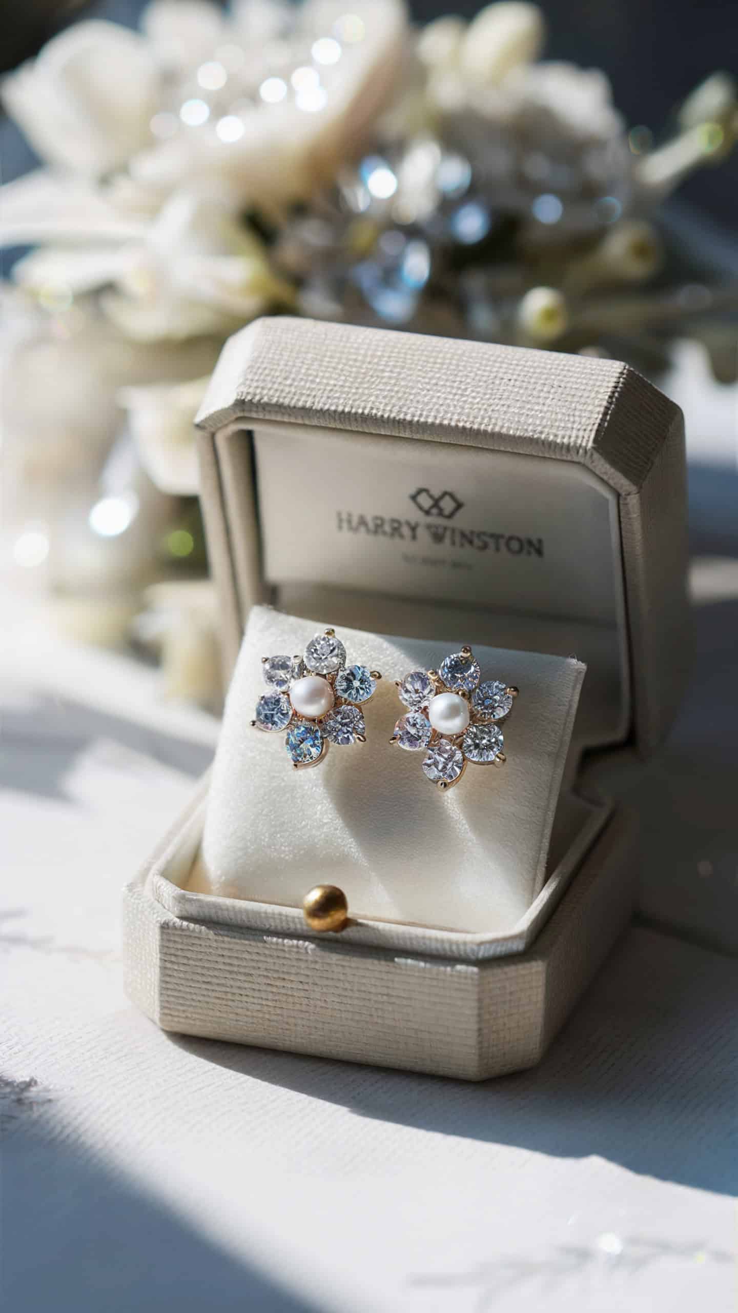 Harry Winston Pearl Cluster Earrings