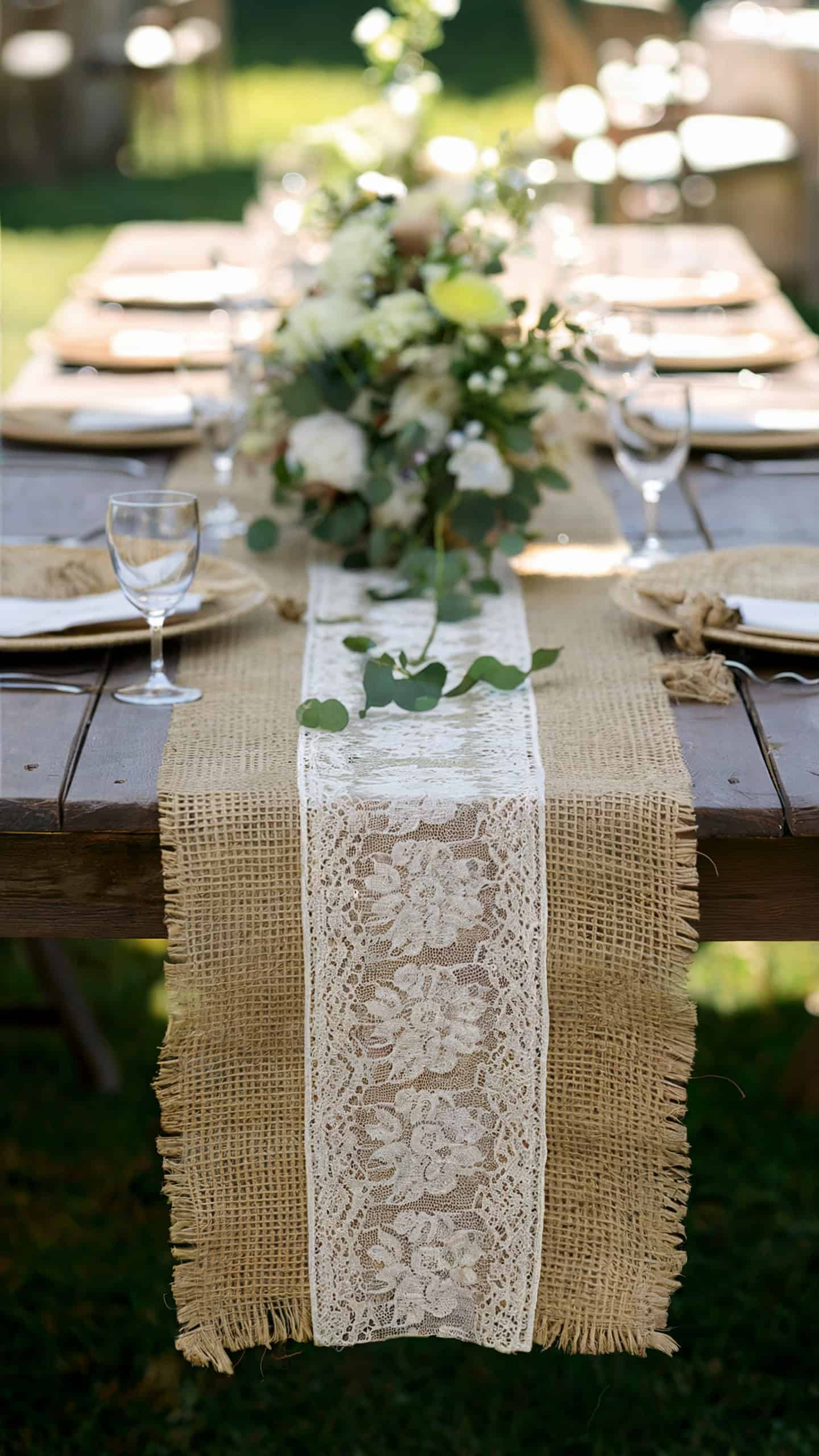 Hessian and Lace Table Runners