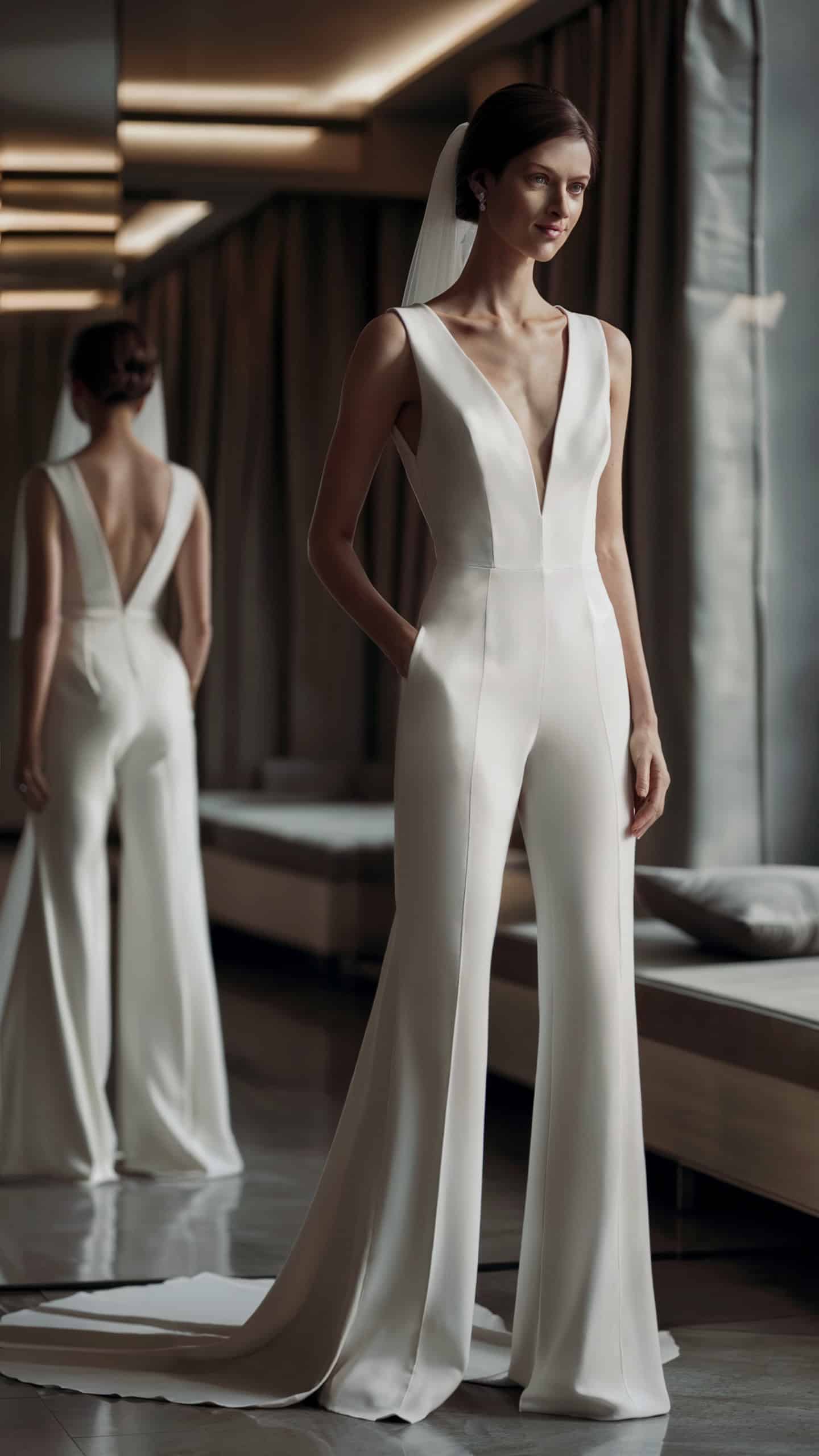 Ivory Crepe Jumpsuit by BHLDN