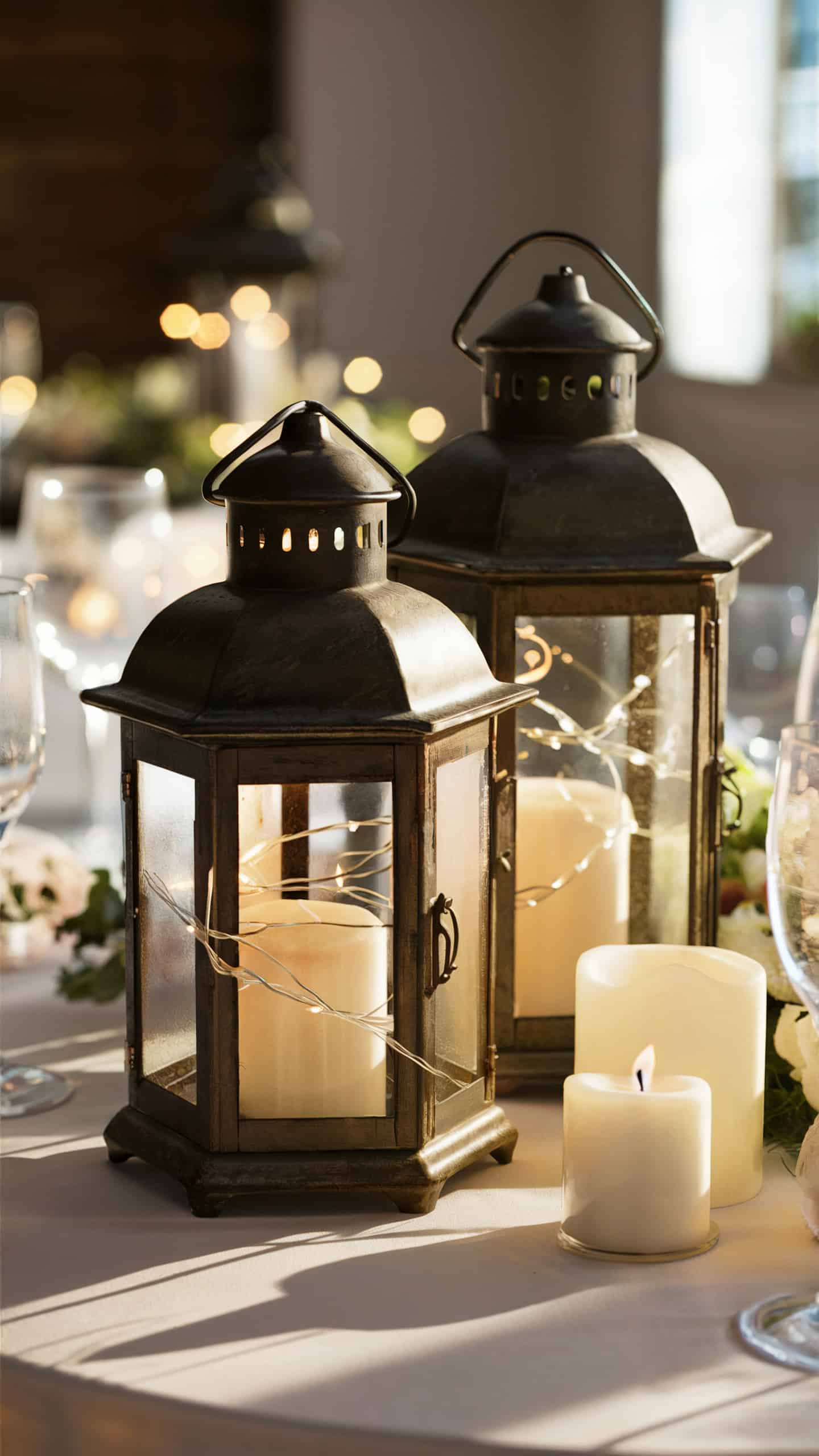 Lanterns with Fairy Lights and Candles