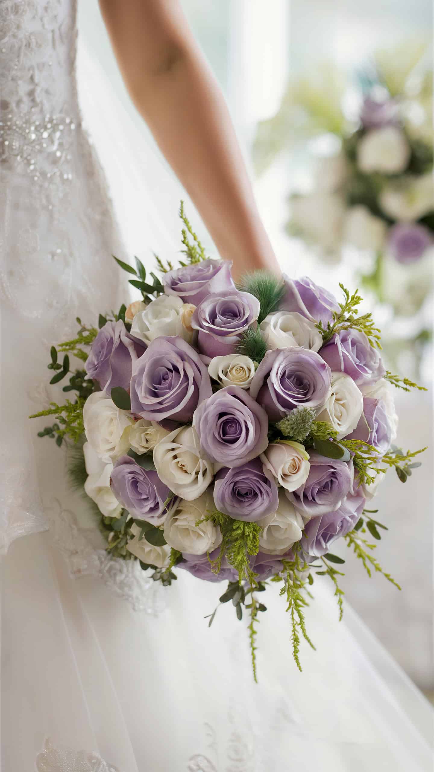 Lavender and White Roses Bouquet