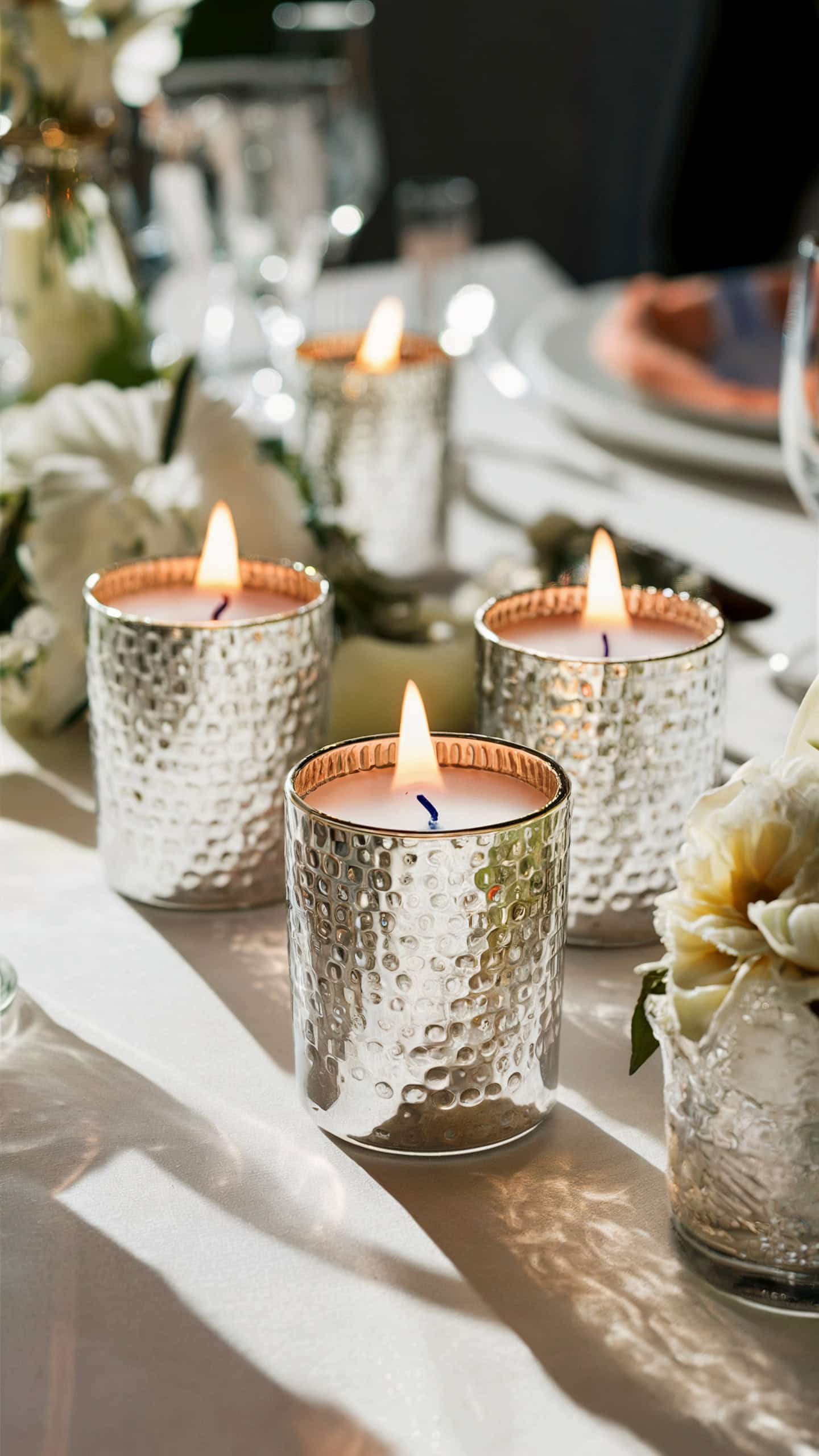 Mercury Glass Votives with Scented Candles